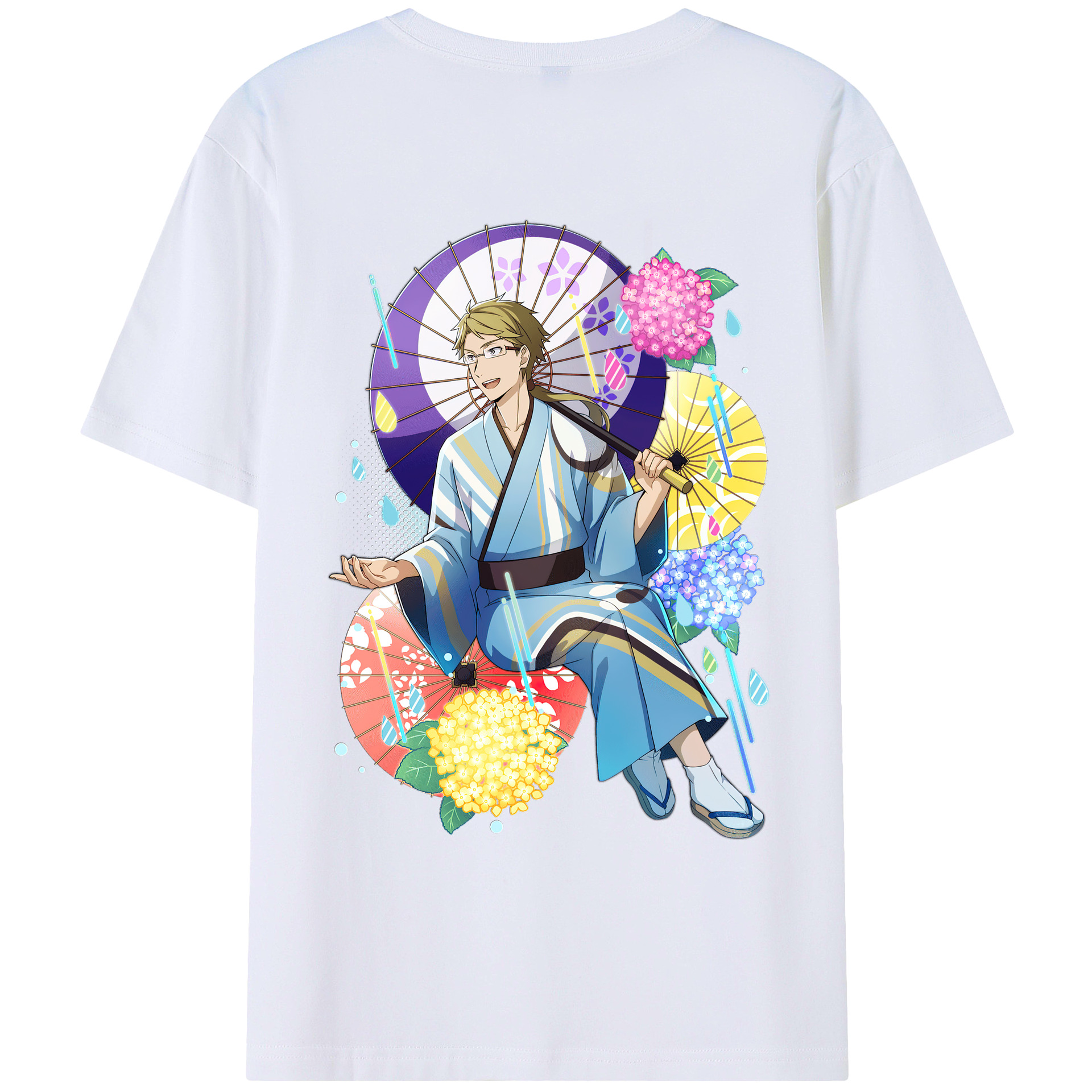 （画像用） 文豪ストレイドッグス Bungo Stray Dogs 綿100％ メンズ半袖Tシャツ（バックプリント） 通気性