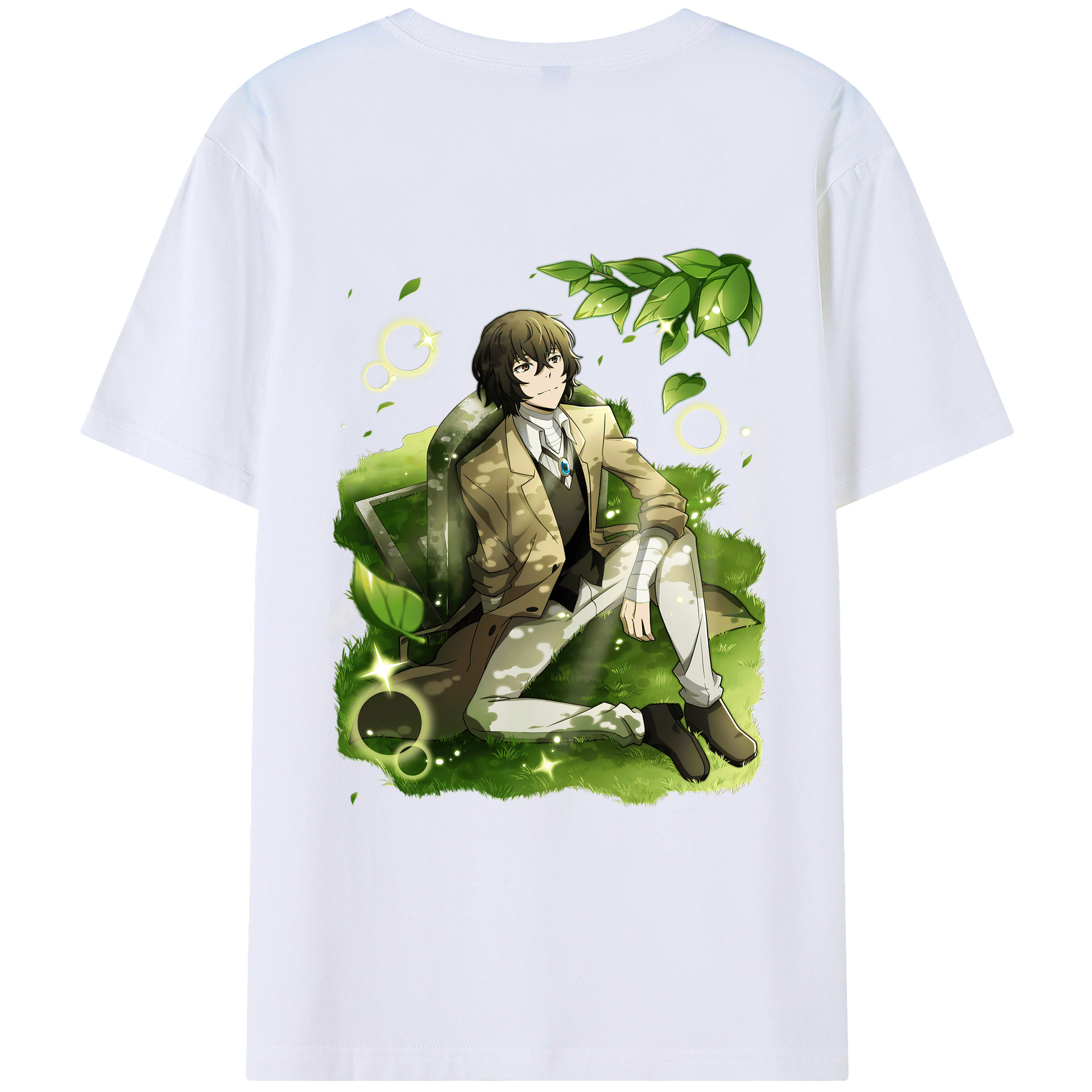 （画像用） 文豪ストレイドッグス Bungo Stray Dogs 綿100％ メンズ半袖Tシャツ（バックプリント） 通気性