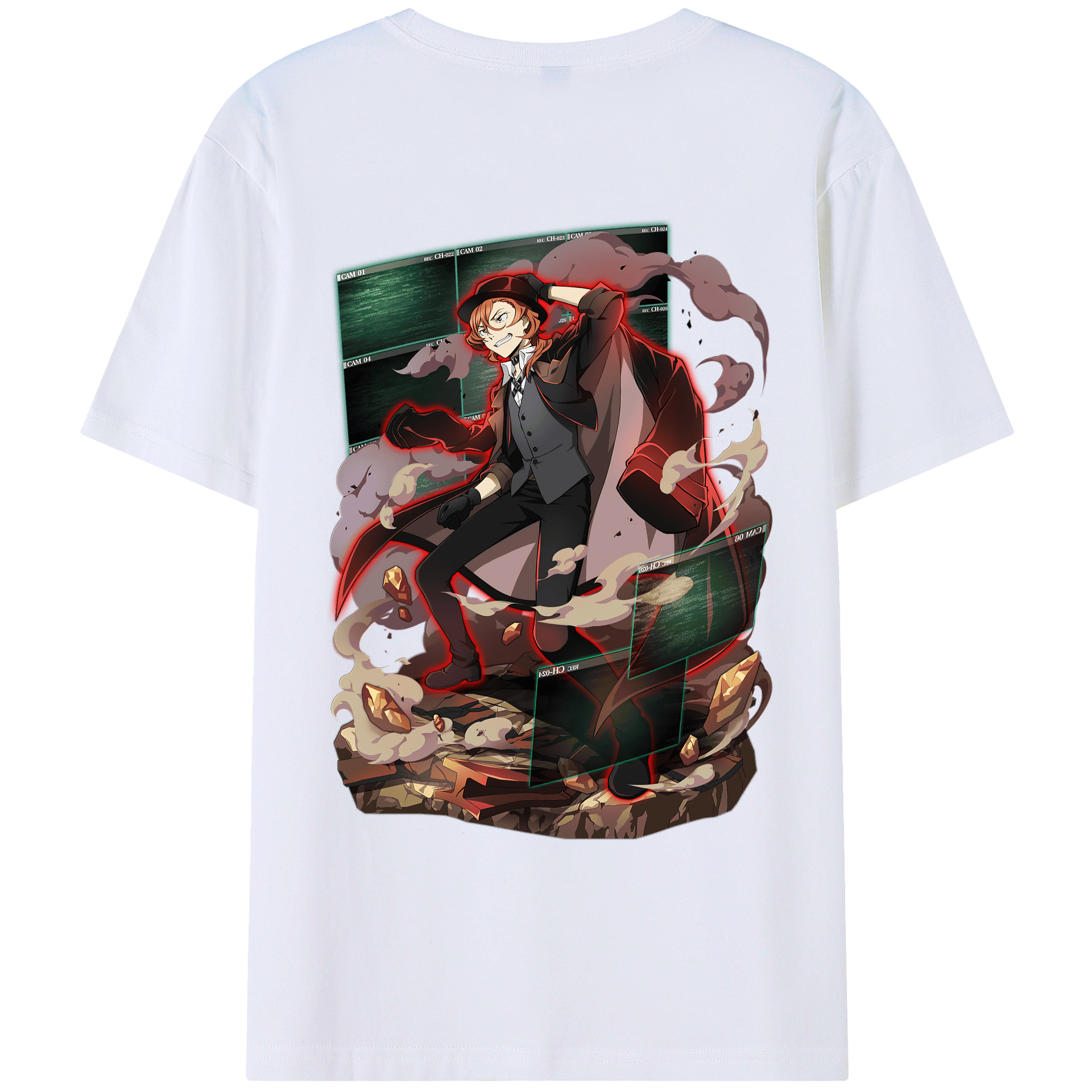 （画像用） 文豪ストレイドッグス Bungo Stray Dogs 綿100％ メンズ半袖Tシャツ（バックプリント） 通気性