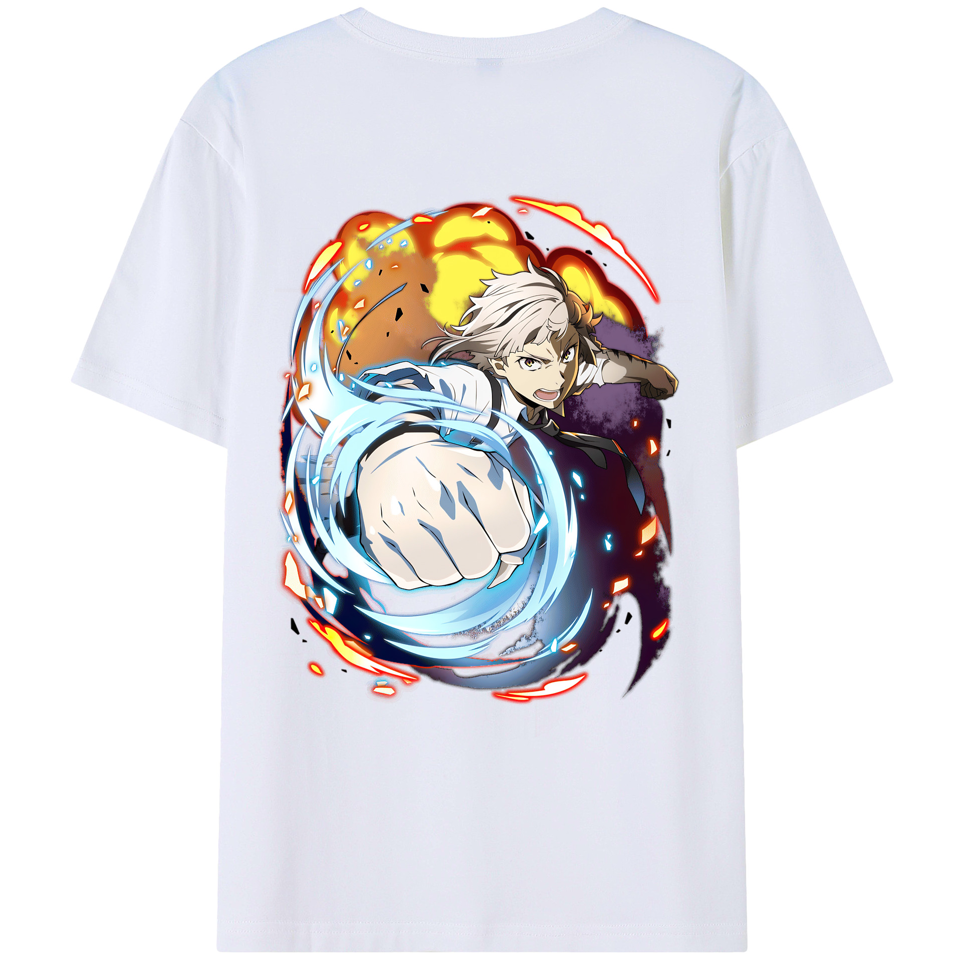 （画像用） 文豪ストレイドッグス Bungo Stray Dogs 綿100％ メンズ半袖Tシャツ（バックプリント） 通気性