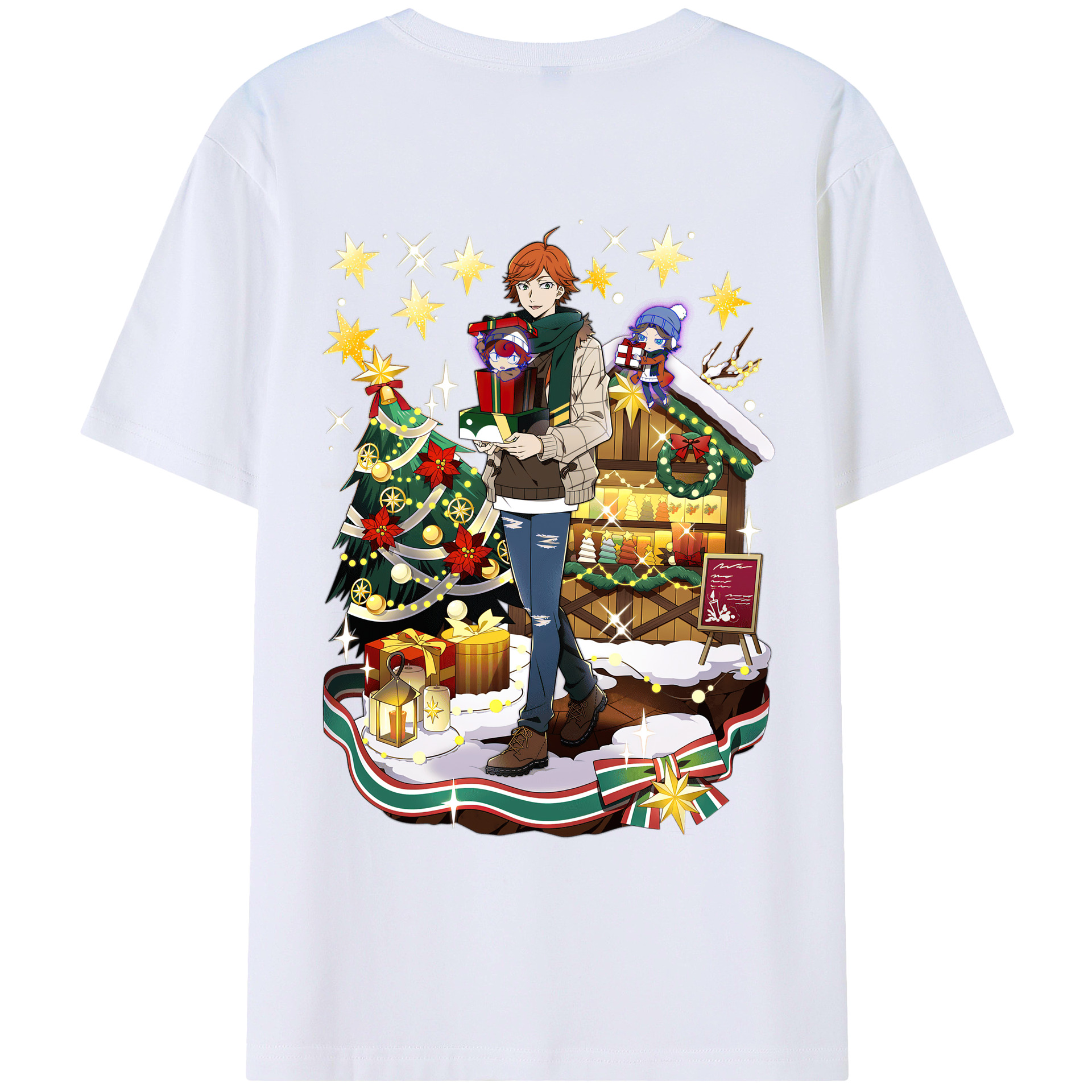 （画像用） 文豪ストレイドッグス Bungo Stray Dogs 綿100％ メンズ半袖Tシャツ（バックプリント） 通気性