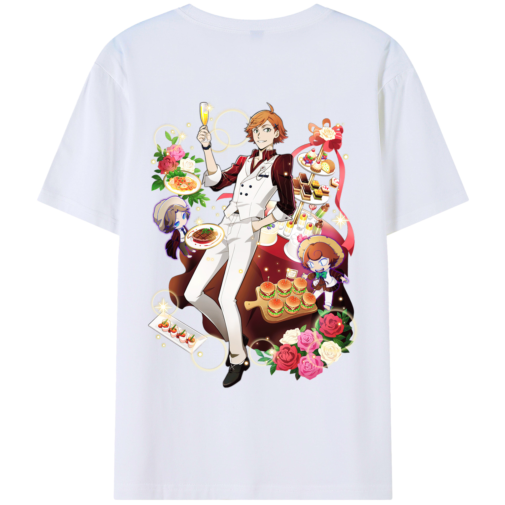 （画像用） 文豪ストレイドッグス Bungo Stray Dogs 綿100％ メンズ半袖Tシャツ（バックプリント） 通気性