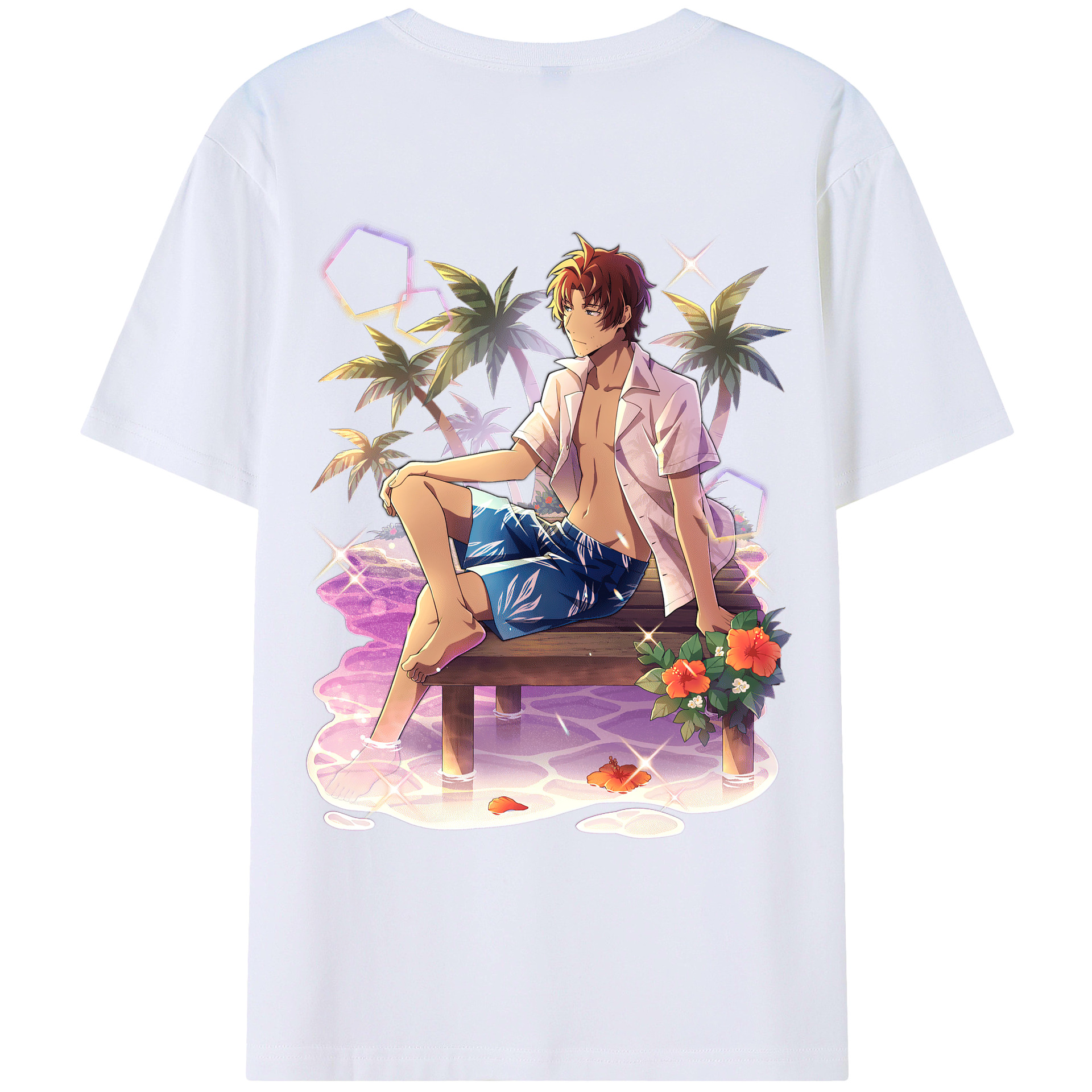（画像用） 文豪ストレイドッグス Bungo Stray Dogs 綿100％ メンズ半袖Tシャツ（バックプリント） 通気性