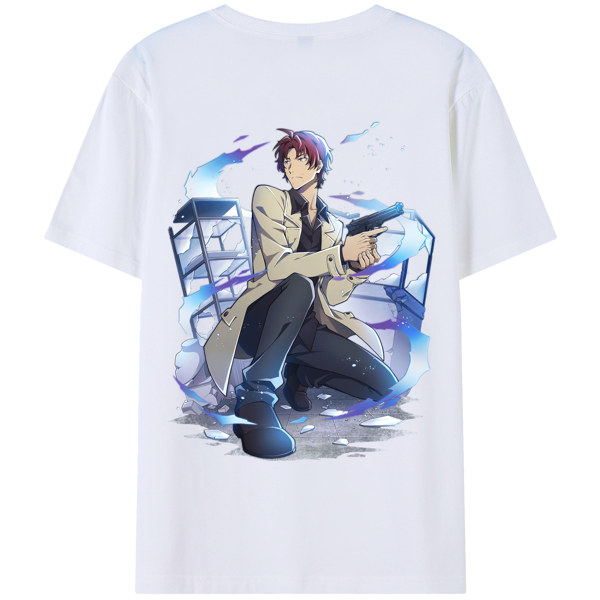 （画像用） 文豪ストレイドッグス Bungo Stray Dogs 綿100％ メンズ半袖Tシャツ（バックプリント） 通気性