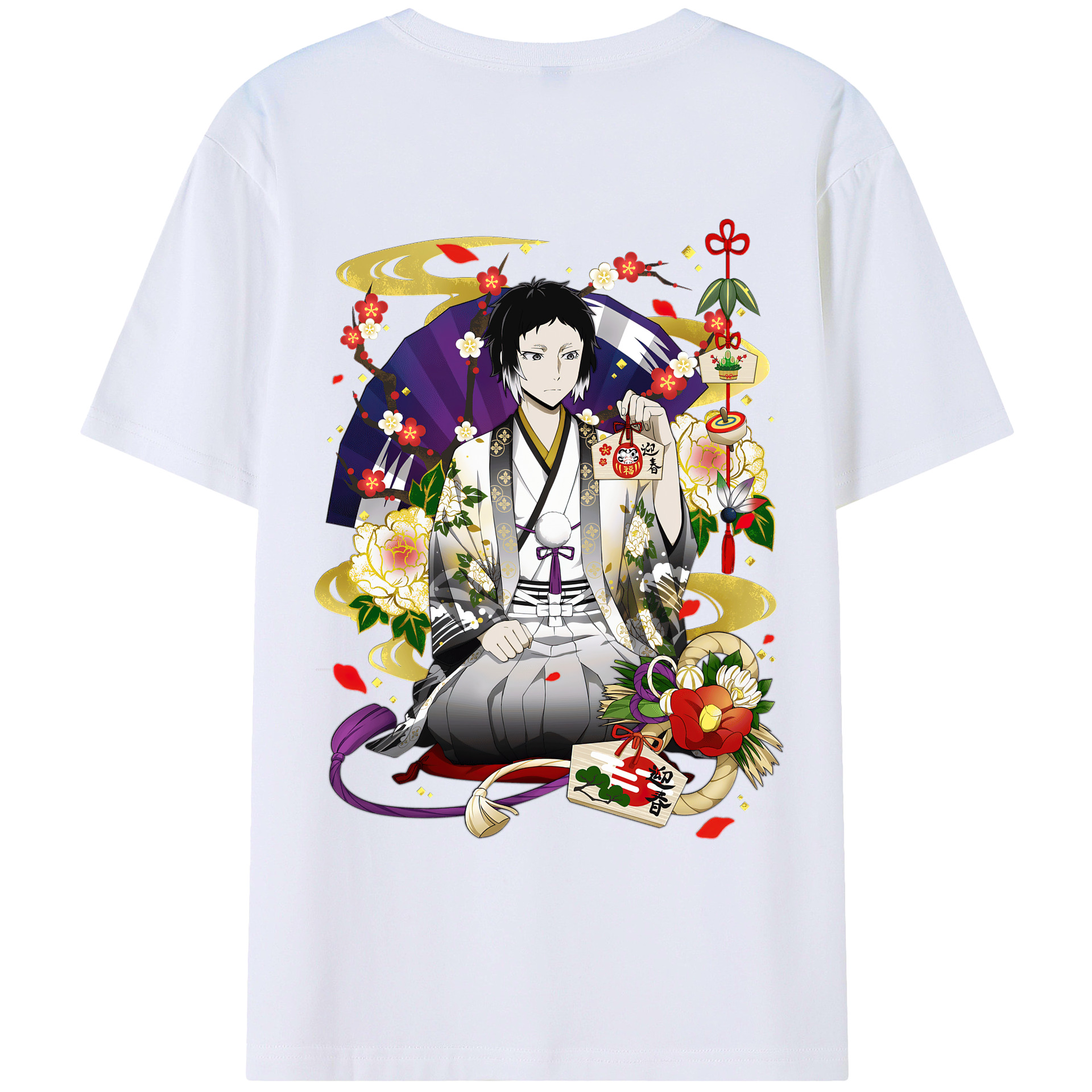 （画像用） 文豪ストレイドッグス Bungo Stray Dogs 綿100％ メンズ半袖Tシャツ（バックプリント） 通気性