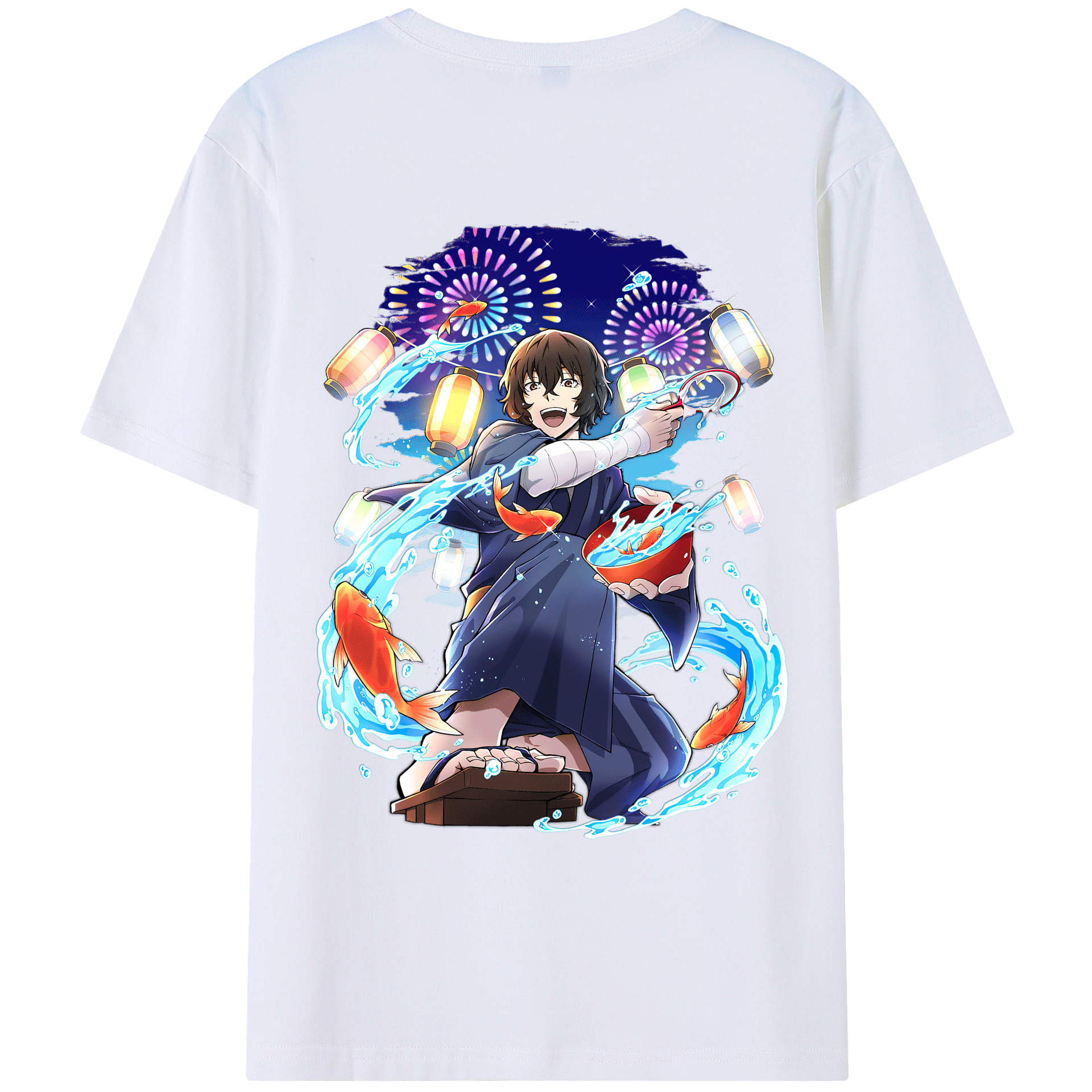 （画像用） 文豪ストレイドッグス Bungo Stray Dogs 綿100％ メンズ半袖Tシャツ（バックプリント） 通気性
