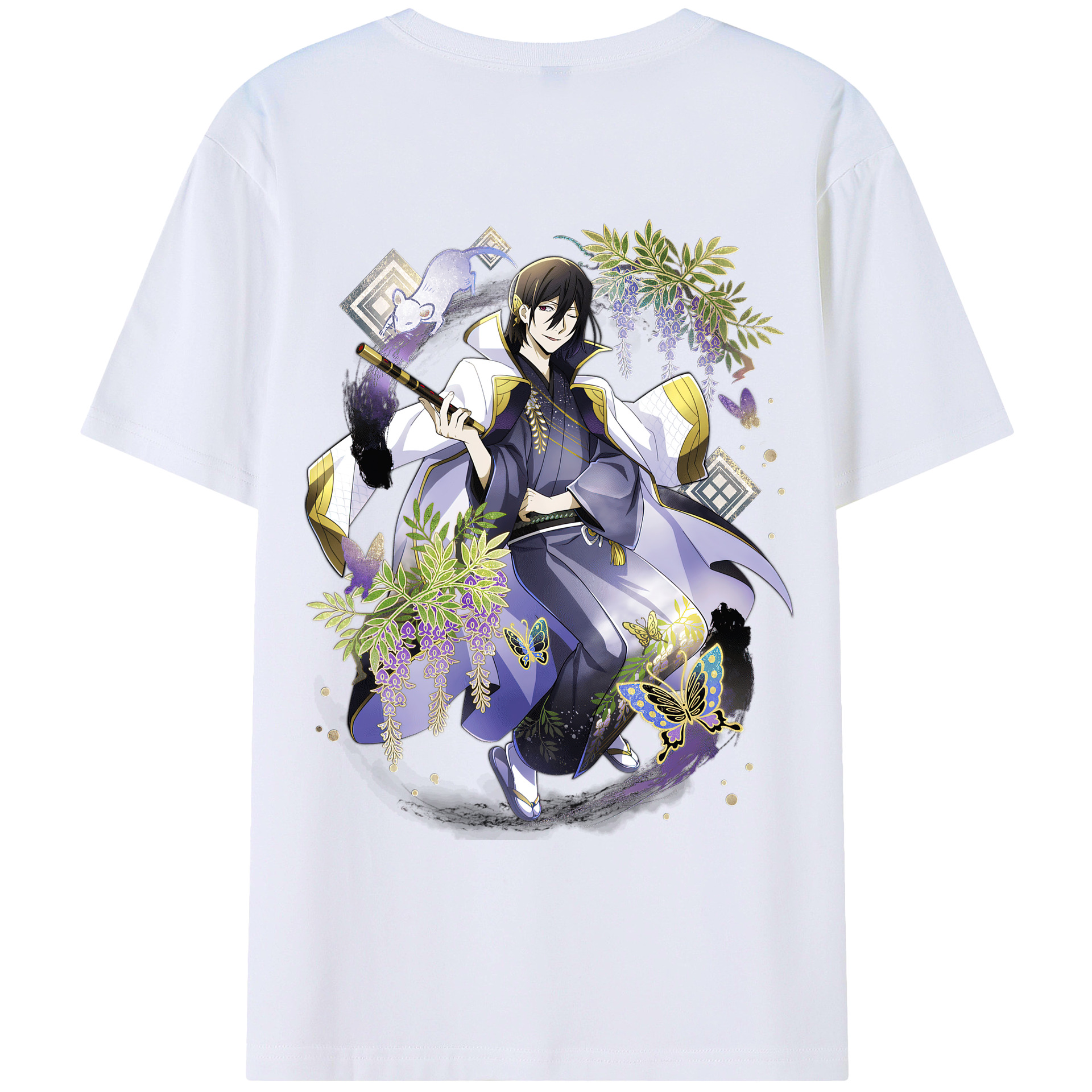 （画像用） 文豪ストレイドッグス Bungo Stray Dogs 綿100％ メンズ半袖Tシャツ（バックプリント） 通気性