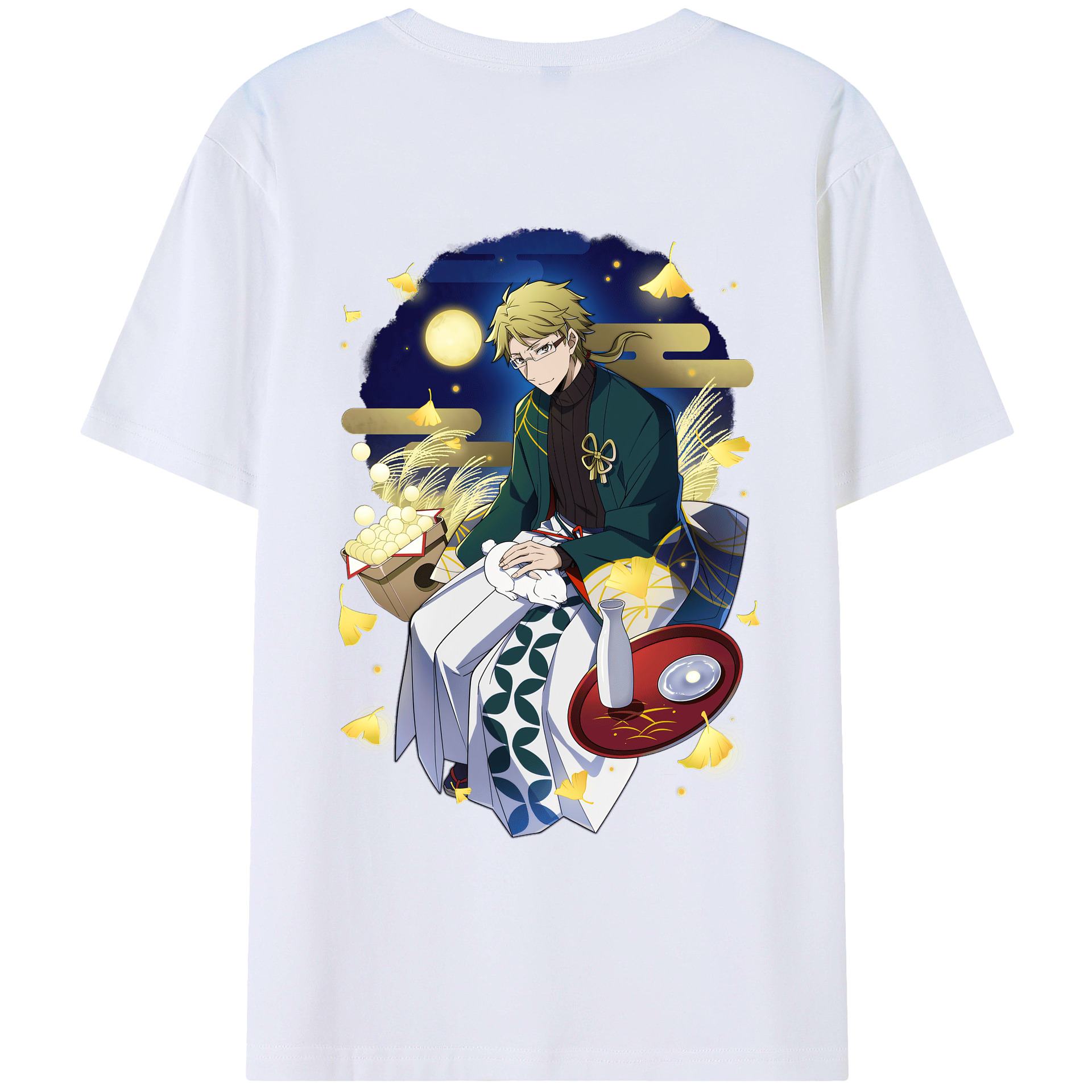 （画像用） 文豪ストレイドッグス Bungo Stray Dogs 綿100％ メンズ半袖Tシャツ（バックプリント） 通気性