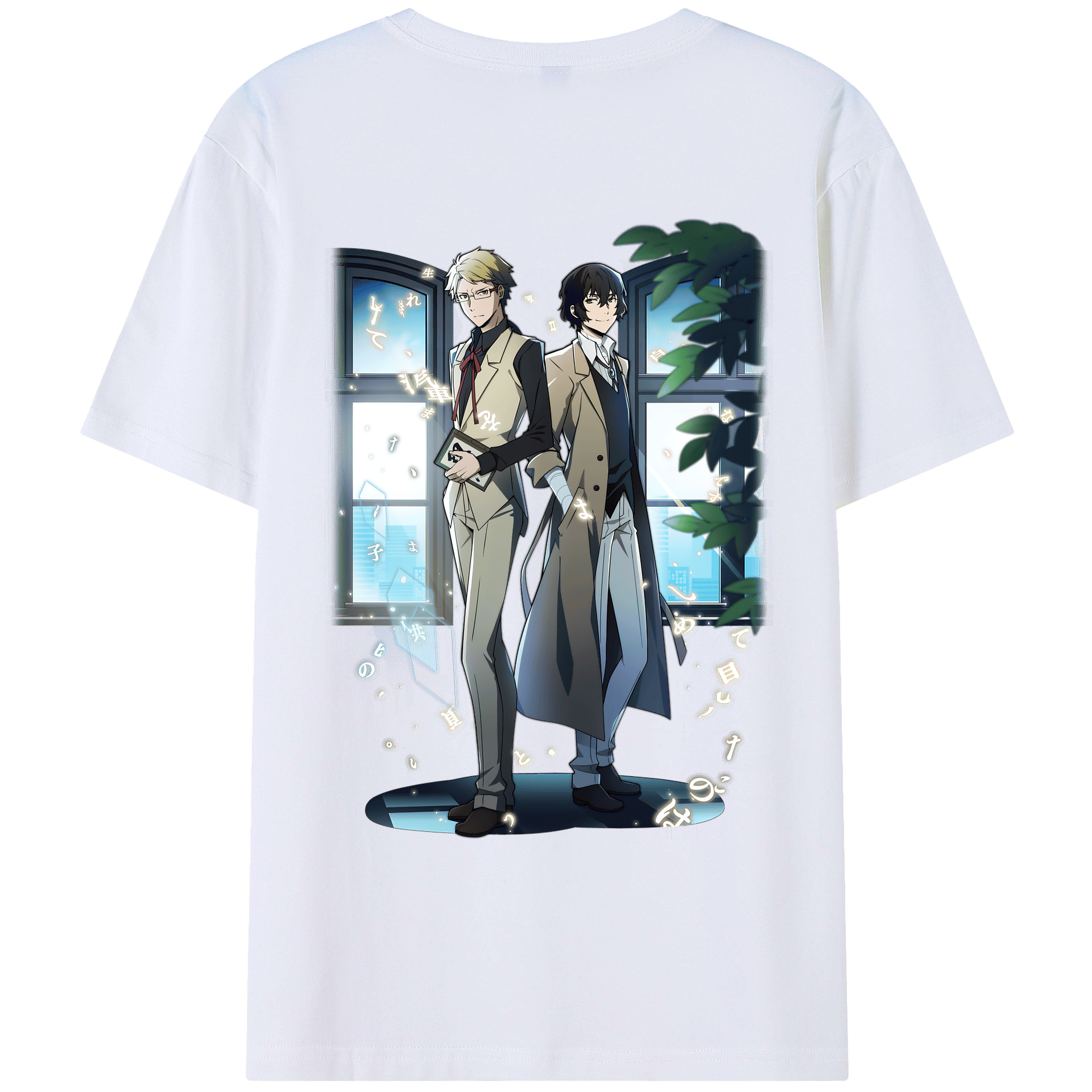 （画像用） 文豪ストレイドッグス Bungo Stray Dogs 綿100％ メンズ半袖Tシャツ（バックプリント） 通気性