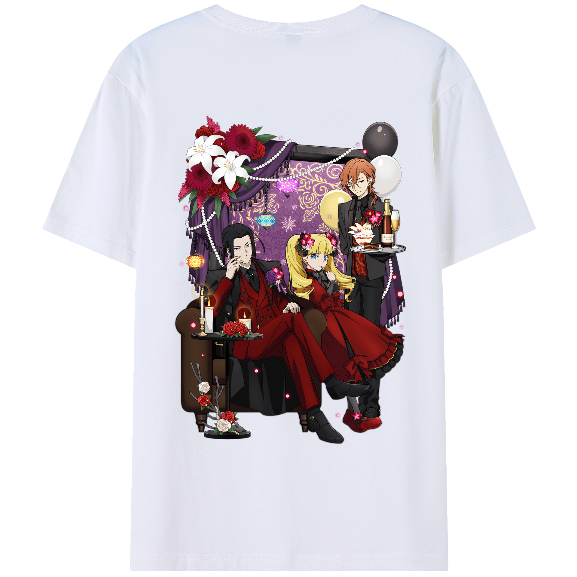 （画像用） 文豪ストレイドッグス Bungo Stray Dogs 綿100％ メンズ半袖Tシャツ（バックプリント） 通気性