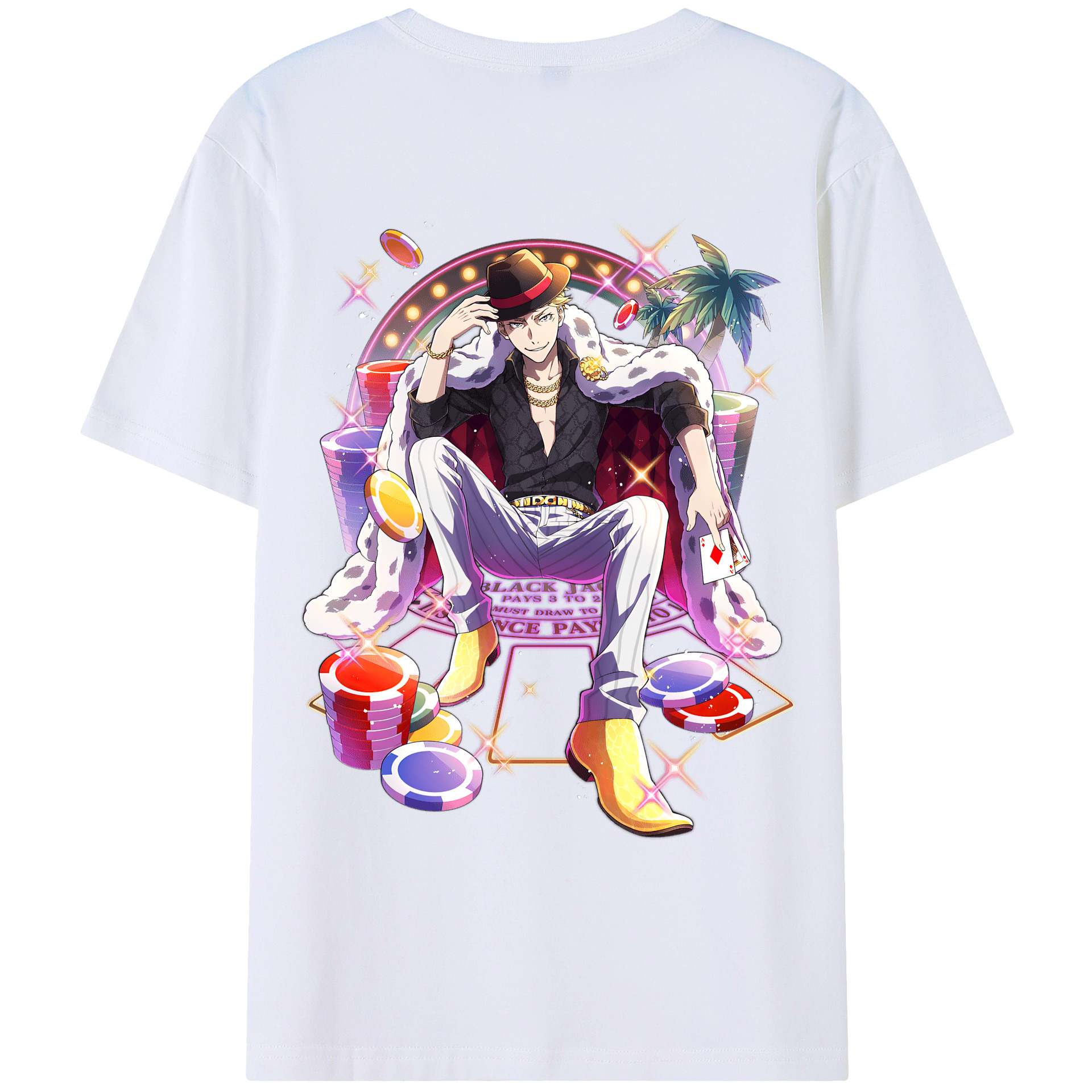 （画像用） 文豪ストレイドッグス Bungo Stray Dogs 綿100％ メンズ半袖Tシャツ（バックプリント） 通気性