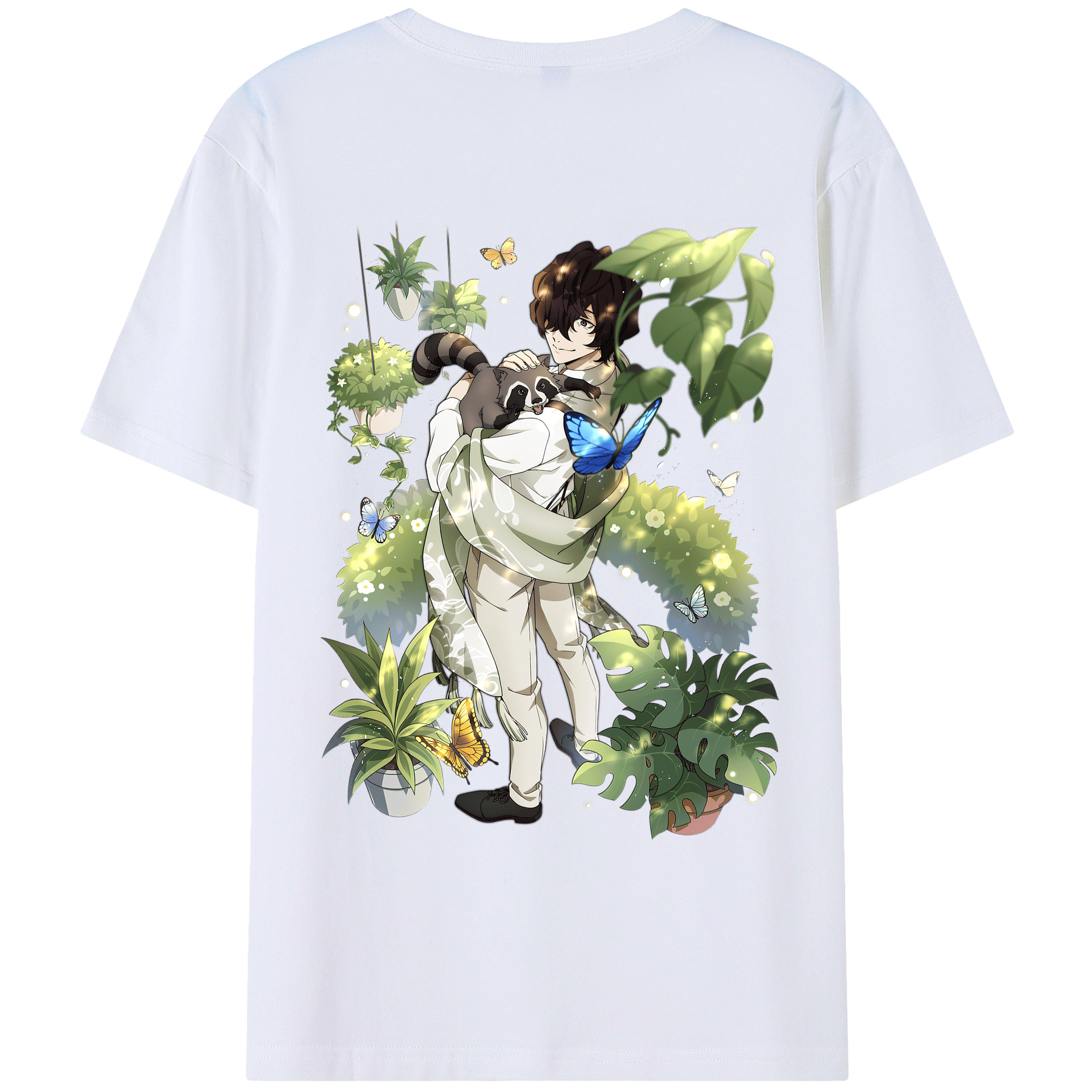 （画像用） 文豪ストレイドッグス Bungo Stray Dogs 綿100％ メンズ半袖Tシャツ（バックプリント） 通気性