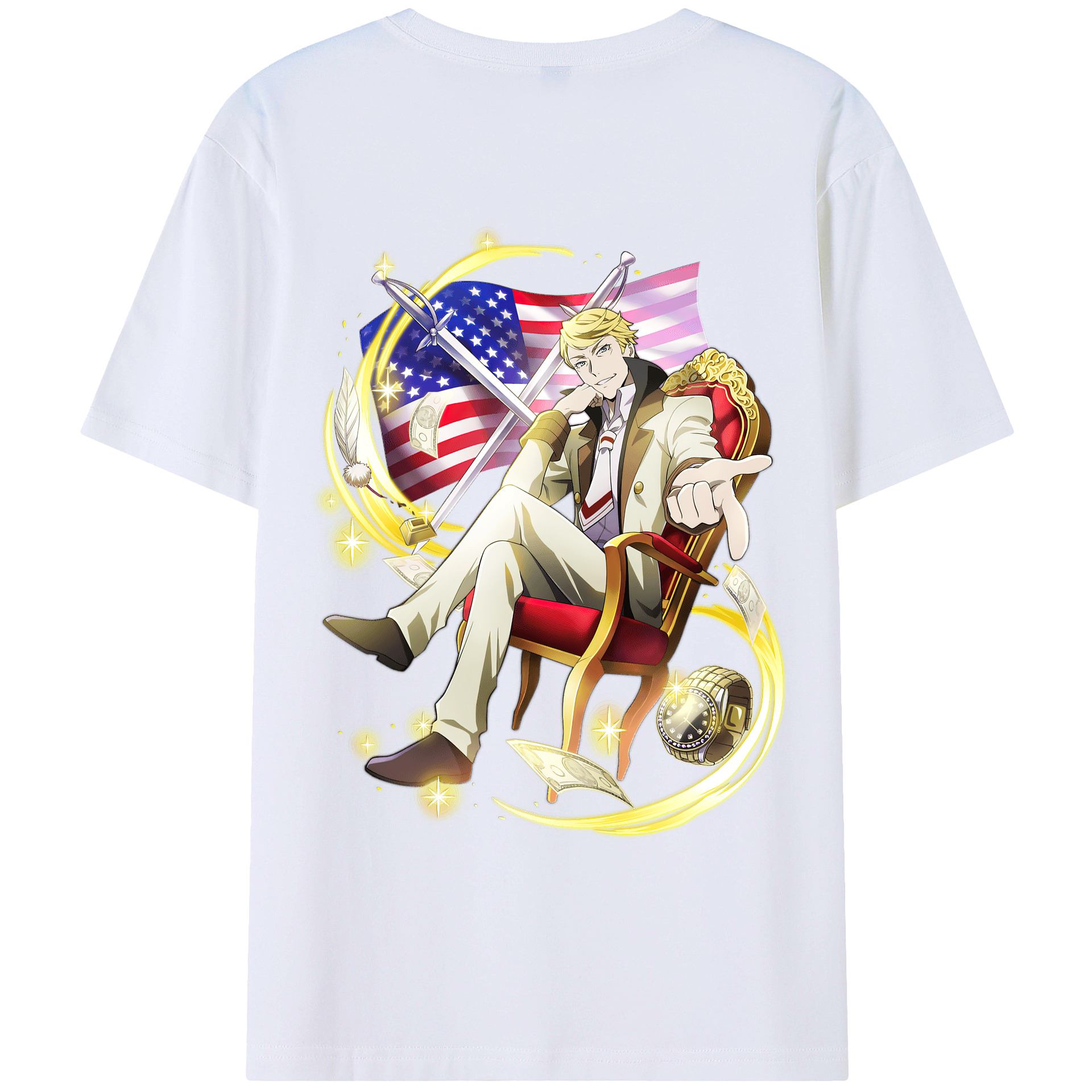 （画像用） 文豪ストレイドッグス Bungo Stray Dogs 綿100％ メンズ半袖Tシャツ（バックプリント） 通気性