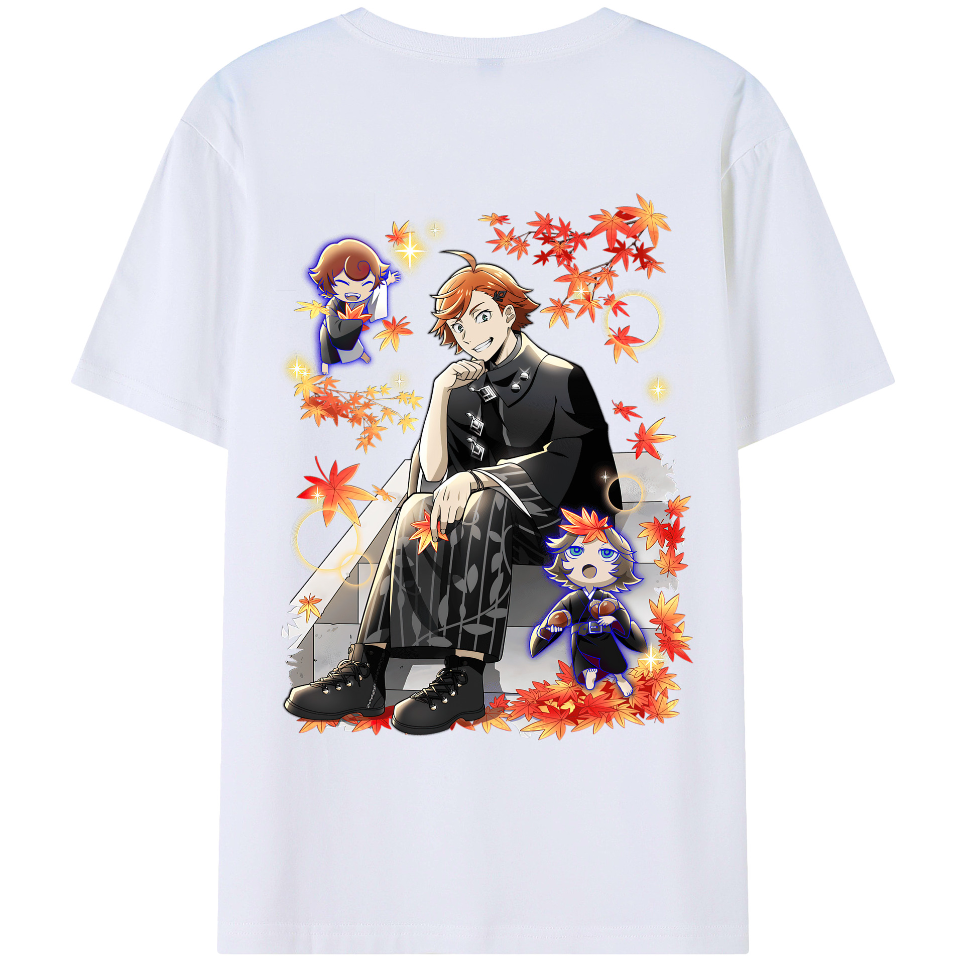 （画像用） 文豪ストレイドッグス Bungo Stray Dogs 綿100％ メンズ半袖Tシャツ（バックプリント） 通気性