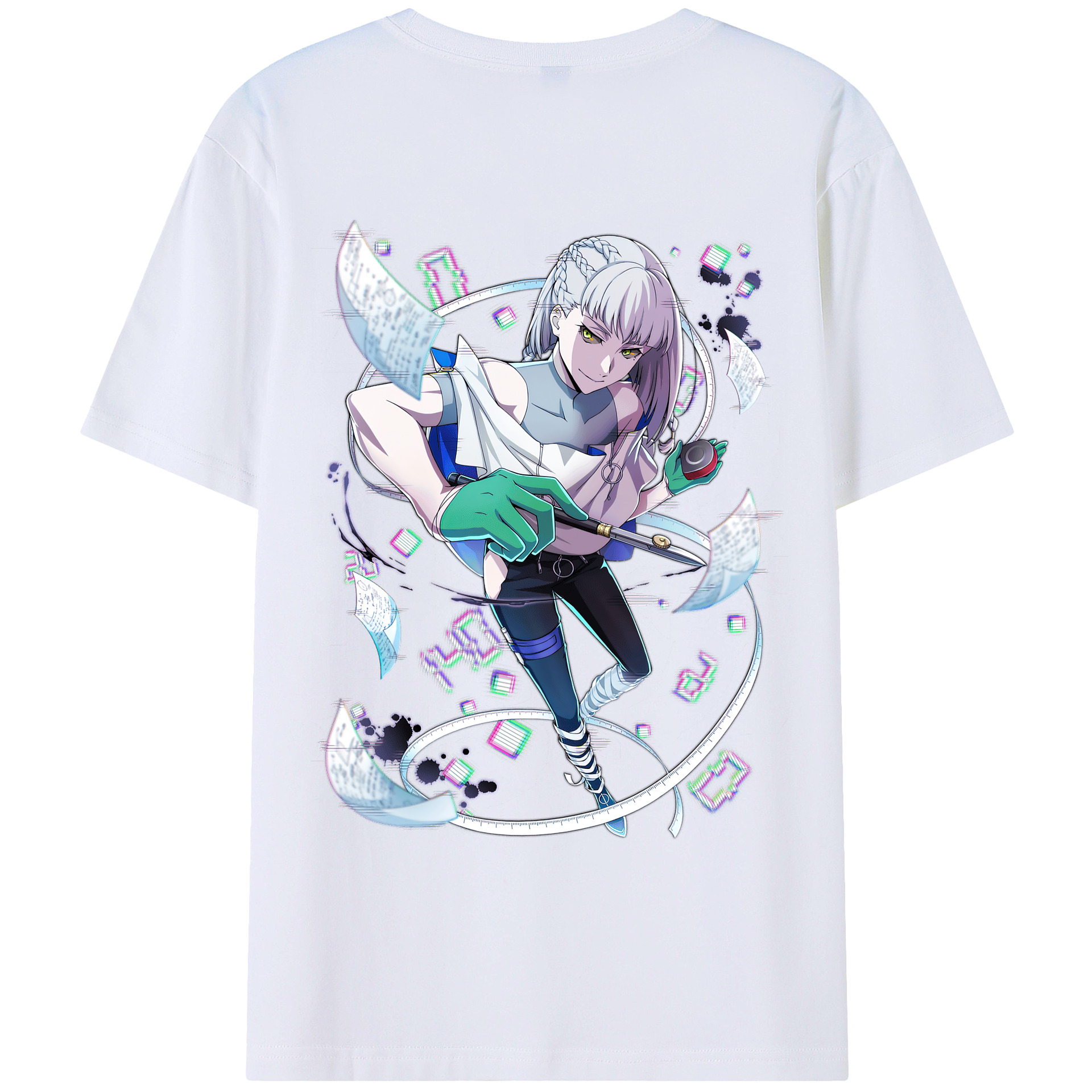 （画像用） 文豪ストレイドッグス Bungo Stray Dogs 綿100％ メンズ半袖Tシャツ（バックプリント） 通気性
