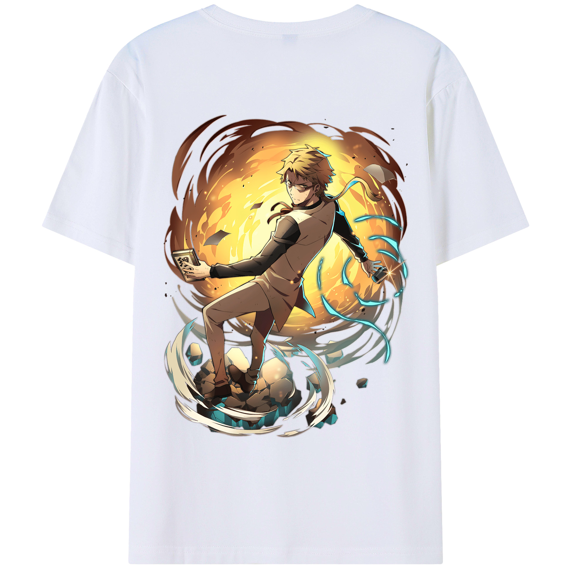 （画像用） 文豪ストレイドッグス Bungo Stray Dogs 綿100％ メンズ半袖Tシャツ（バックプリント） 通気性
