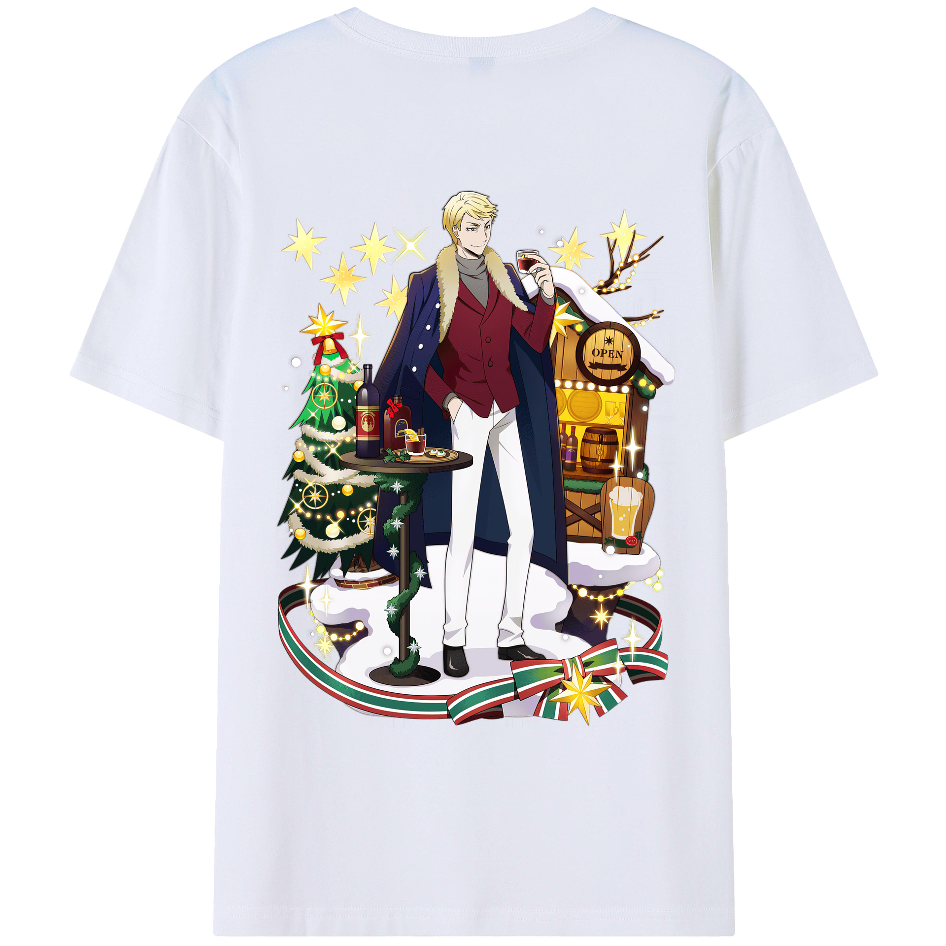 （画像用） 文豪ストレイドッグス Bungo Stray Dogs 綿100％ メンズ半袖Tシャツ（バックプリント） 通気性