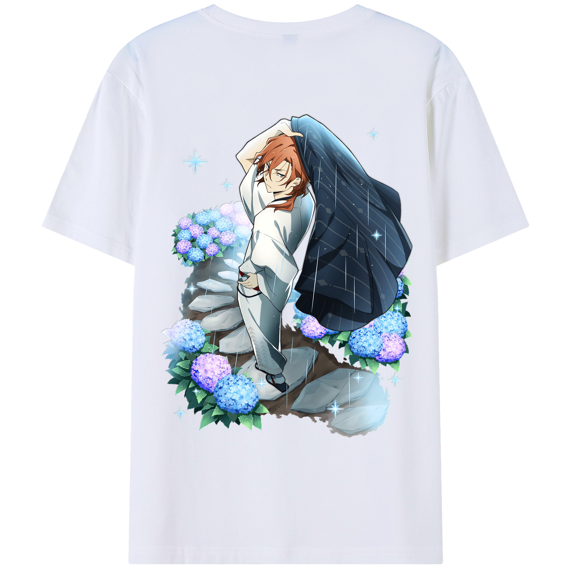 （画像用） 文豪ストレイドッグス Bungo Stray Dogs 綿100％ メンズ半袖Tシャツ（バックプリント） 通気性