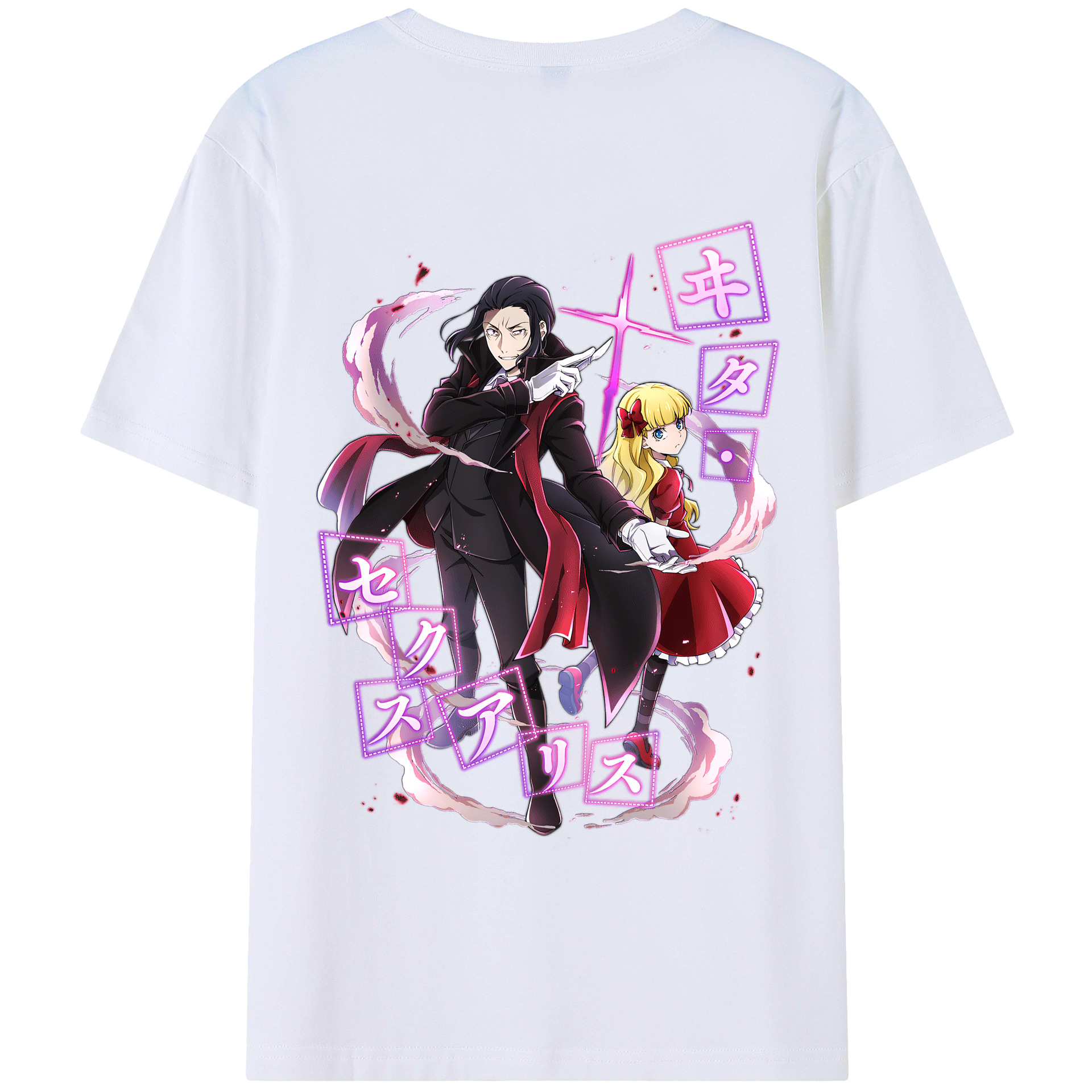 （画像用） 文豪ストレイドッグス Bungo Stray Dogs 綿100％ メンズ半袖Tシャツ（バックプリント） 通気性