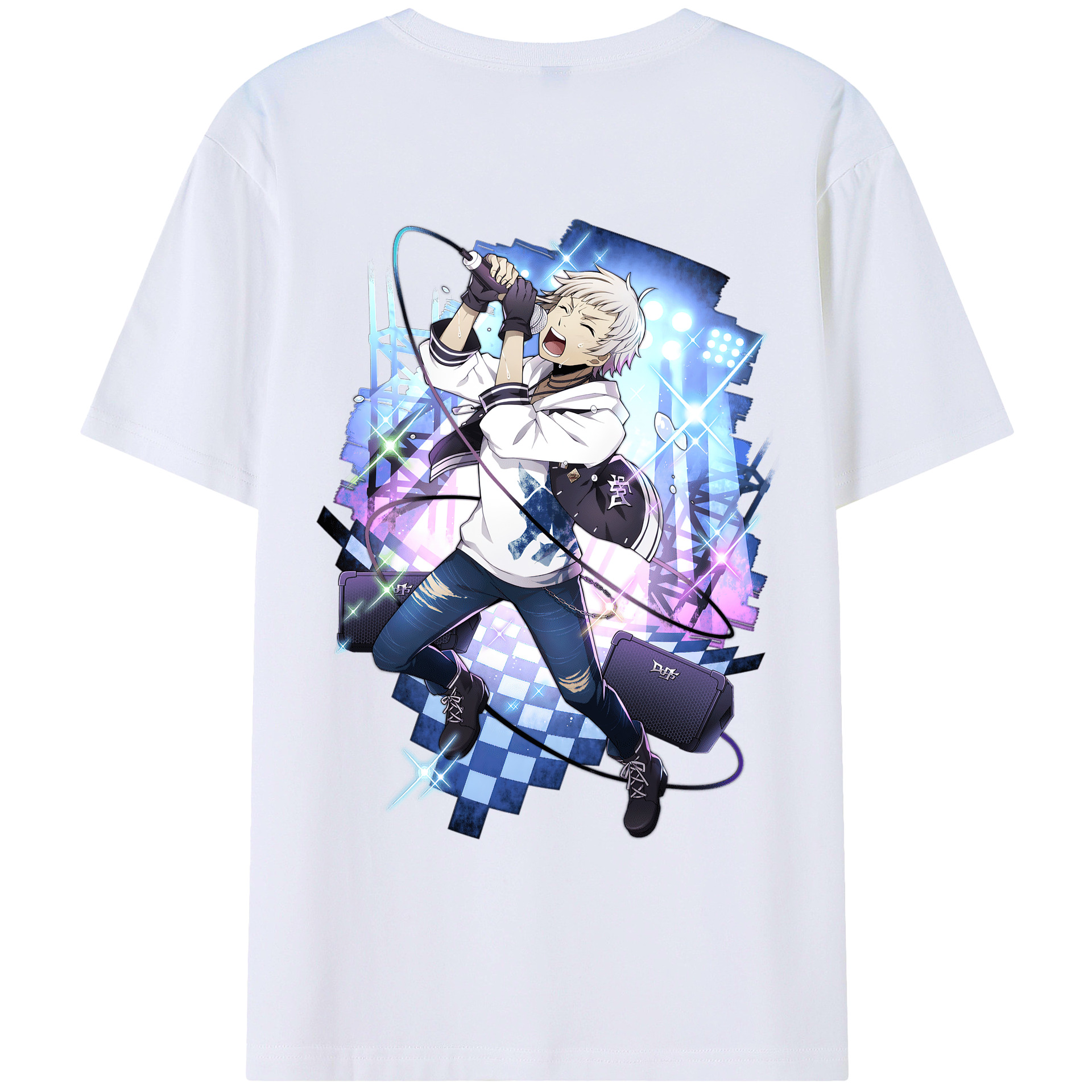 （画像用） 文豪ストレイドッグス Bungo Stray Dogs 綿100％ メンズ半袖Tシャツ（バックプリント） 通気性