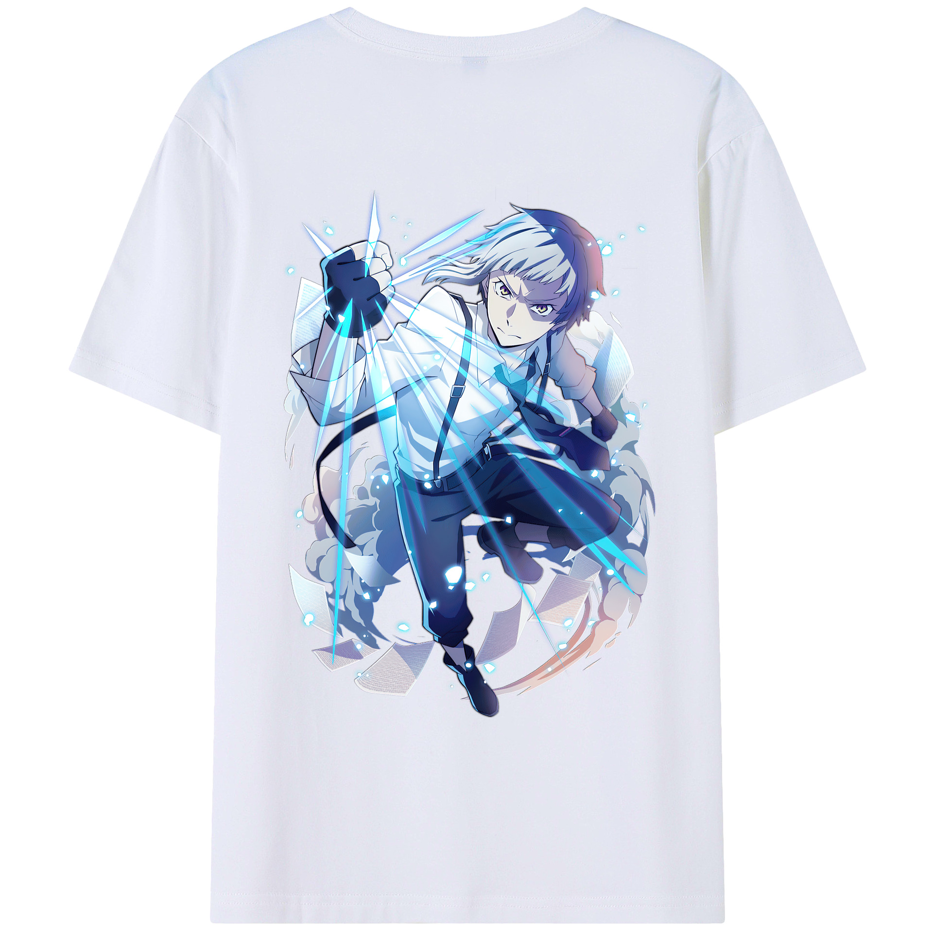 （画像用） 文豪ストレイドッグス Bungo Stray Dogs 綿100％ メンズ半袖Tシャツ（バックプリント） 通気性