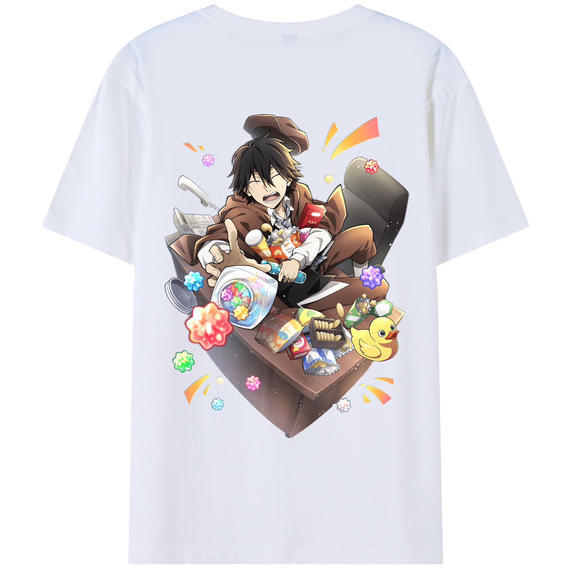 （画像用） 文豪ストレイドッグス Bungo Stray Dogs 綿100％ メンズ半袖Tシャツ（バックプリント） 通気性