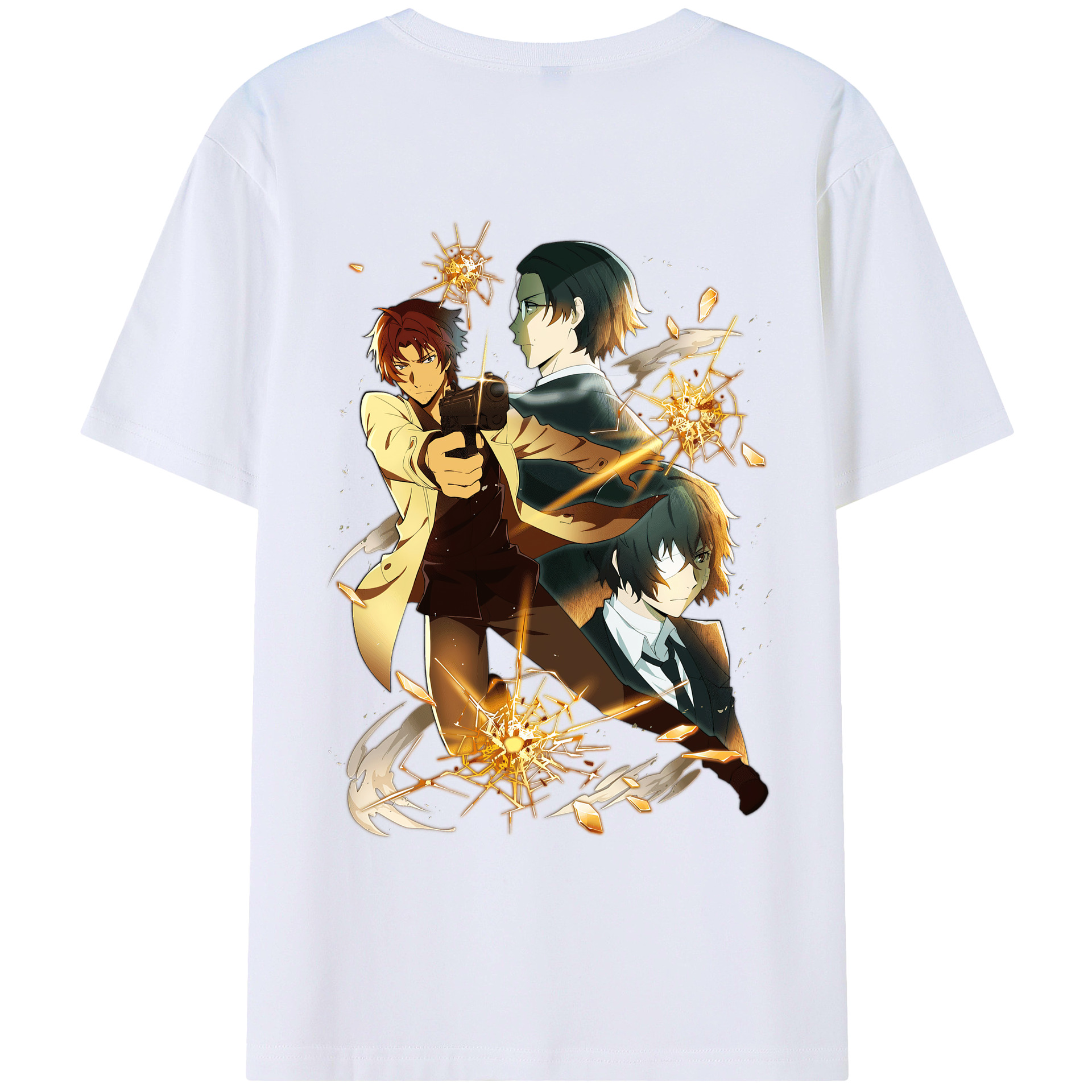 （画像用） 文豪ストレイドッグス Bungo Stray Dogs 綿100％ メンズ半袖Tシャツ（バックプリント） 通気性