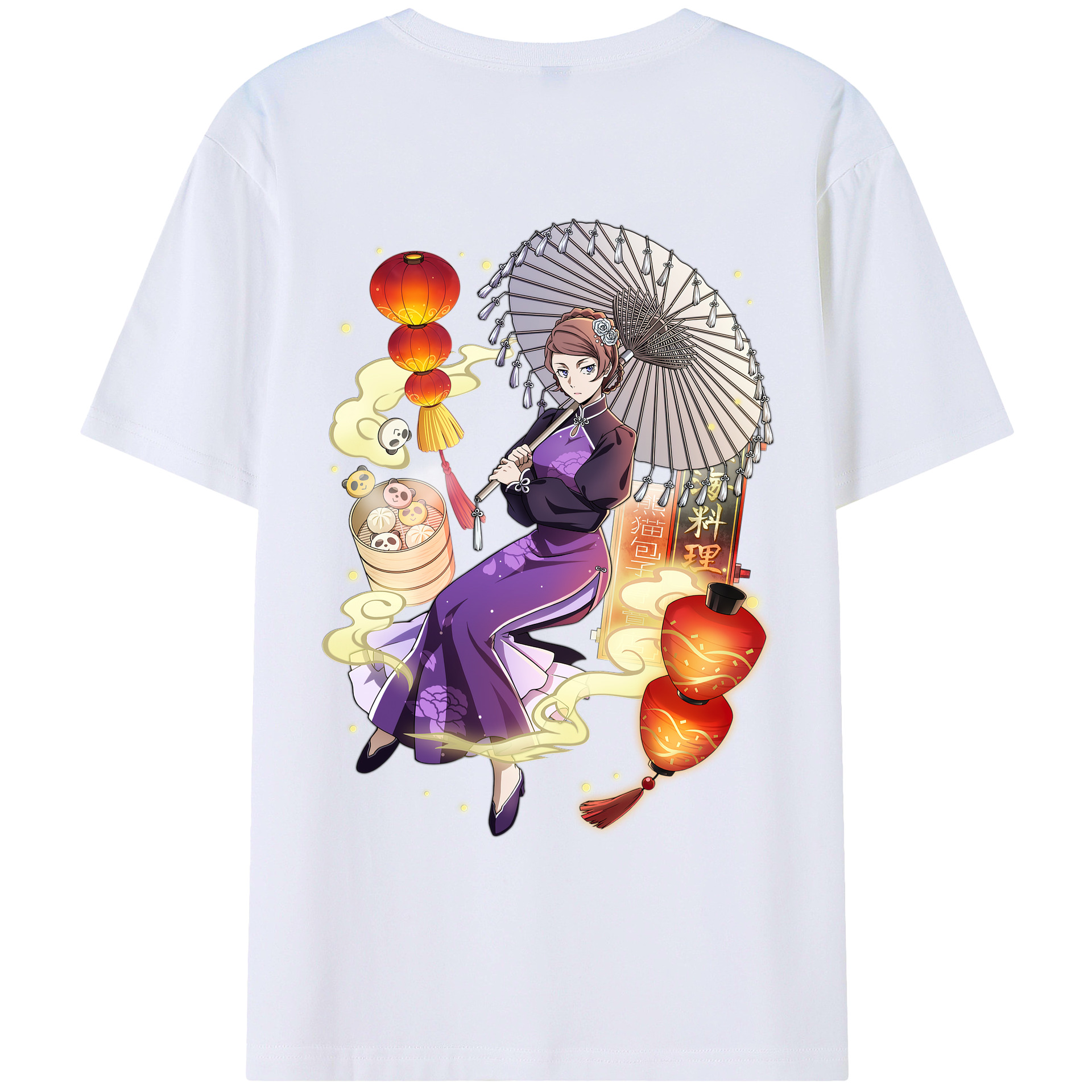 （画像用） 文豪ストレイドッグス Bungo Stray Dogs 綿100％ メンズ半袖Tシャツ（バックプリント） 通気性