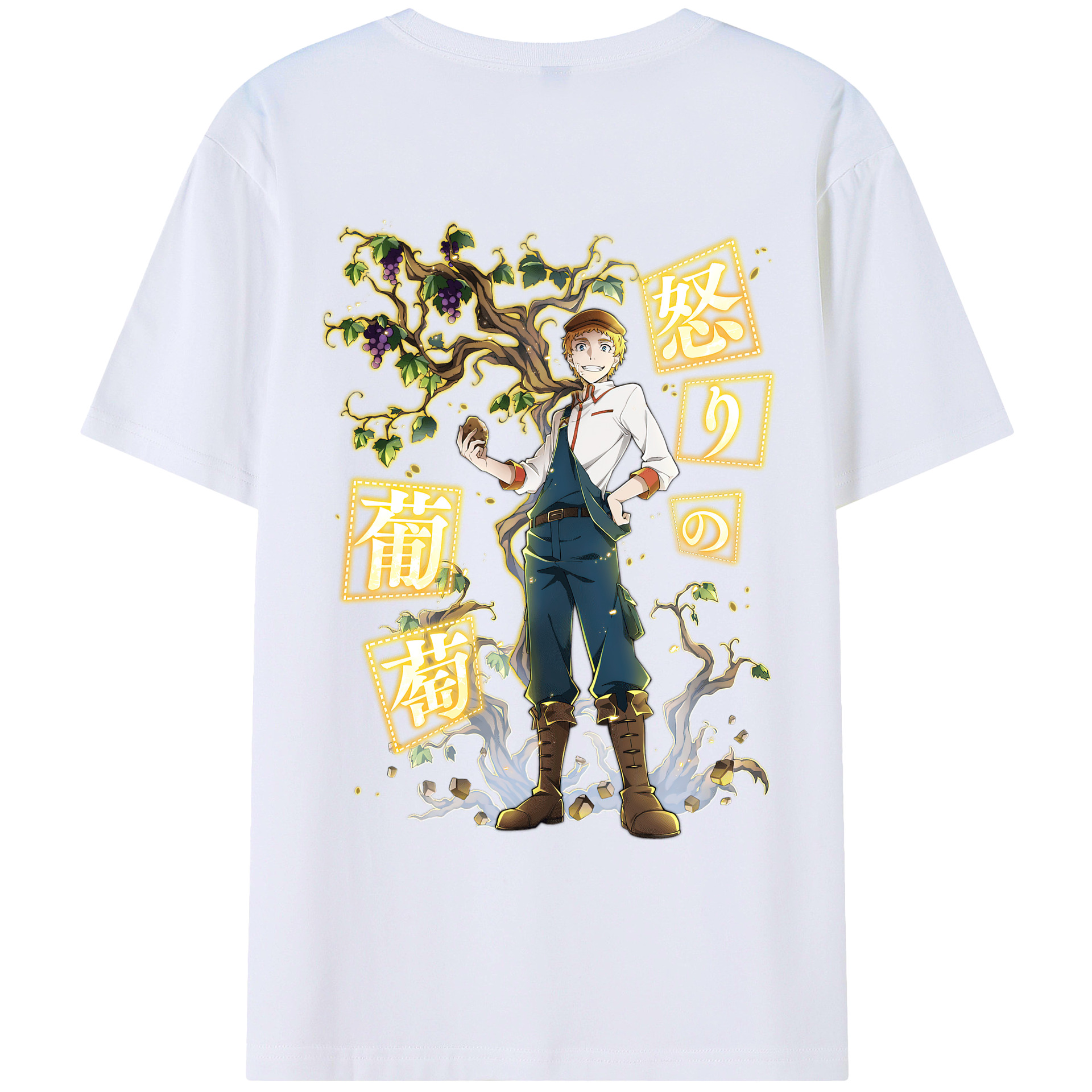 （画像用） 文豪ストレイドッグス Bungo Stray Dogs 綿100％ メンズ半袖Tシャツ（バックプリント） 通気性