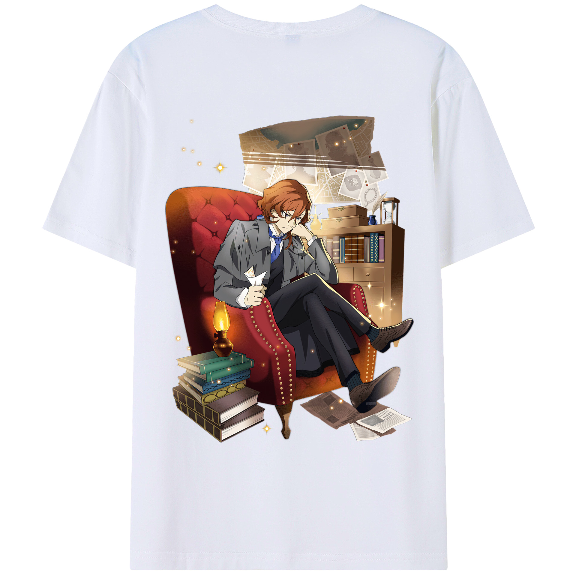 （画像用） 文豪ストレイドッグス Bungo Stray Dogs 綿100％ メンズ半袖Tシャツ（バックプリント） 通気性
