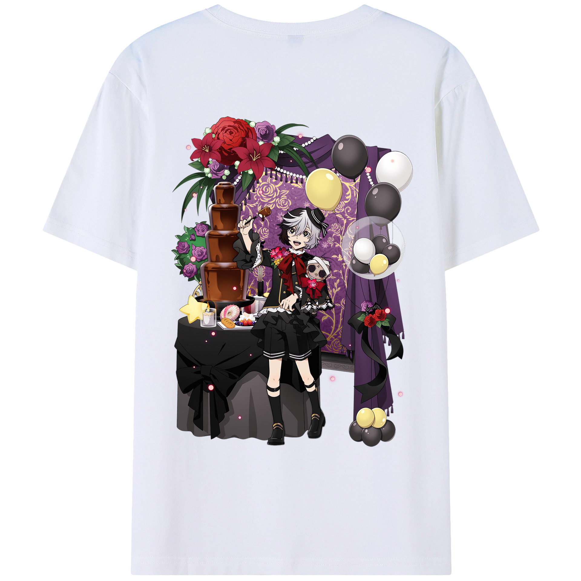 （画像用） 文豪ストレイドッグス Bungo Stray Dogs 綿100％ メンズ半袖Tシャツ（バックプリント） 通気性