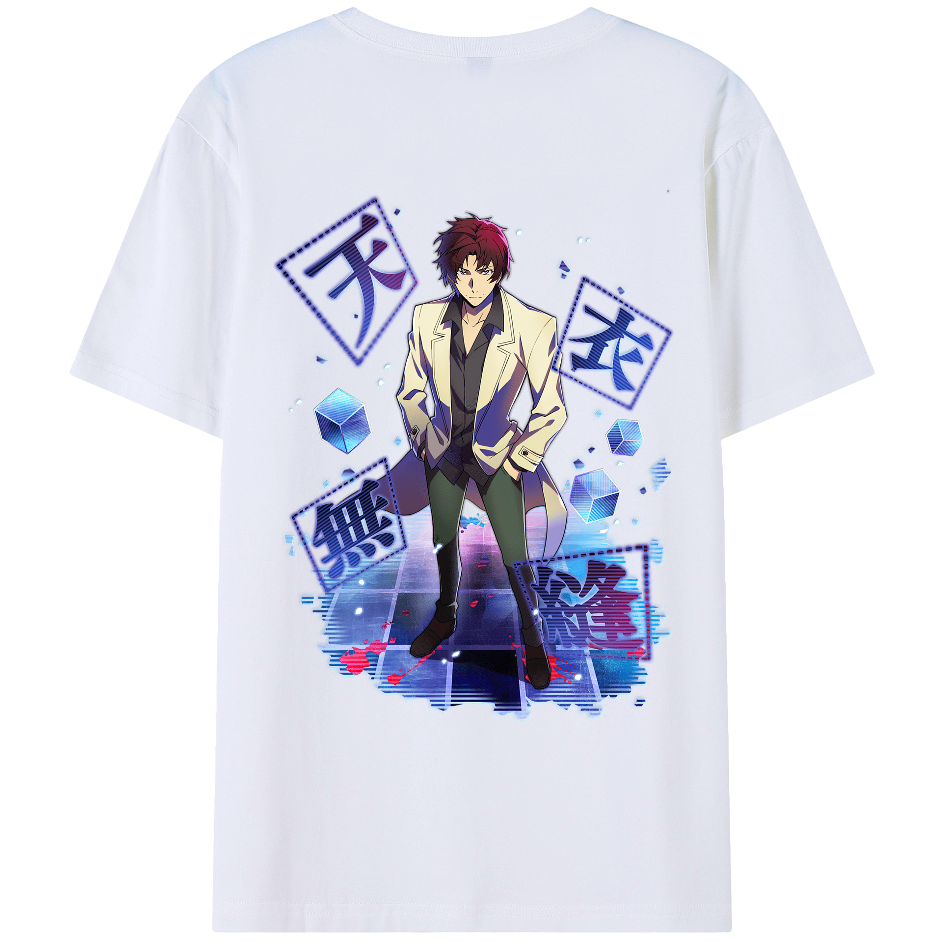 （画像用） 文豪ストレイドッグス Bungo Stray Dogs 綿100％ メンズ半袖Tシャツ（バックプリント） 通気性