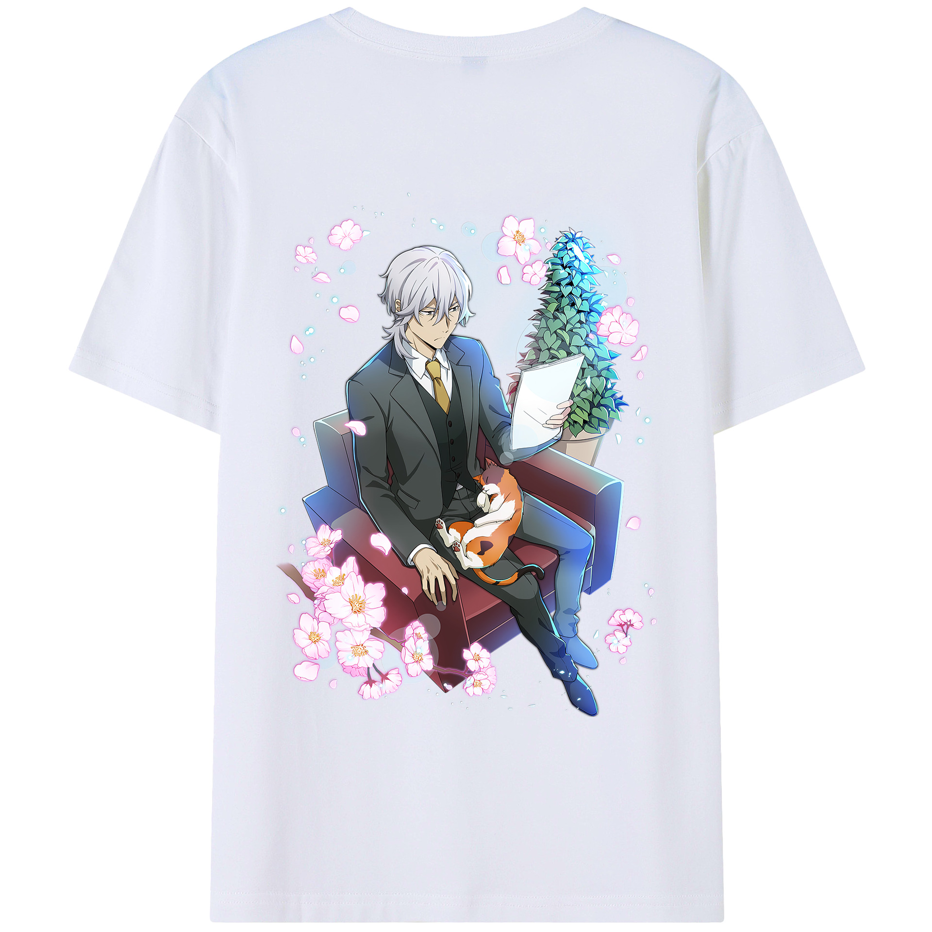 （画像用） 文豪ストレイドッグス Bungo Stray Dogs 綿100％ メンズ半袖Tシャツ（バックプリント） 通気性