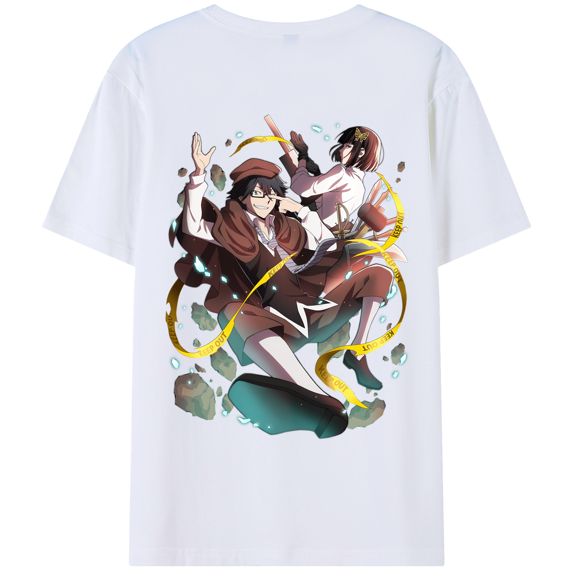 （画像用） 文豪ストレイドッグス Bungo Stray Dogs 綿100％ メンズ半袖Tシャツ（バックプリント） 通気性