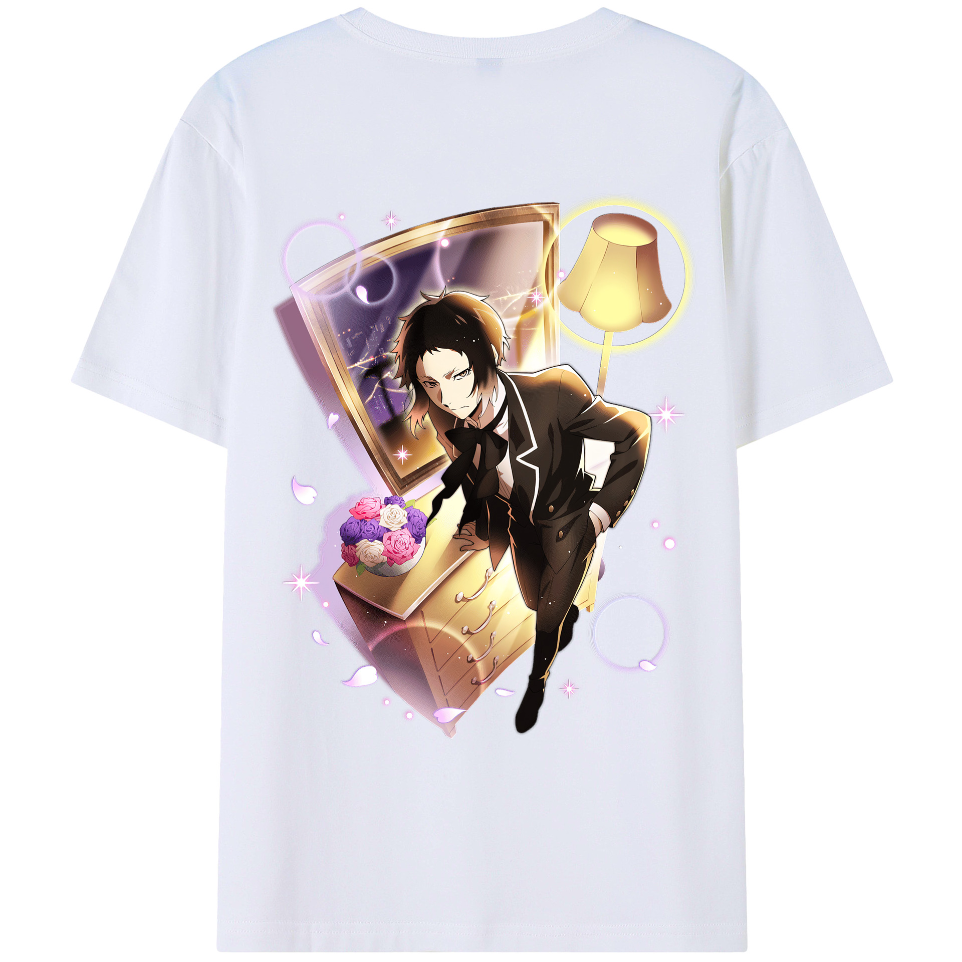 （画像用） 文豪ストレイドッグス Bungo Stray Dogs 綿100％ メンズ半袖Tシャツ（バックプリント） 通気性