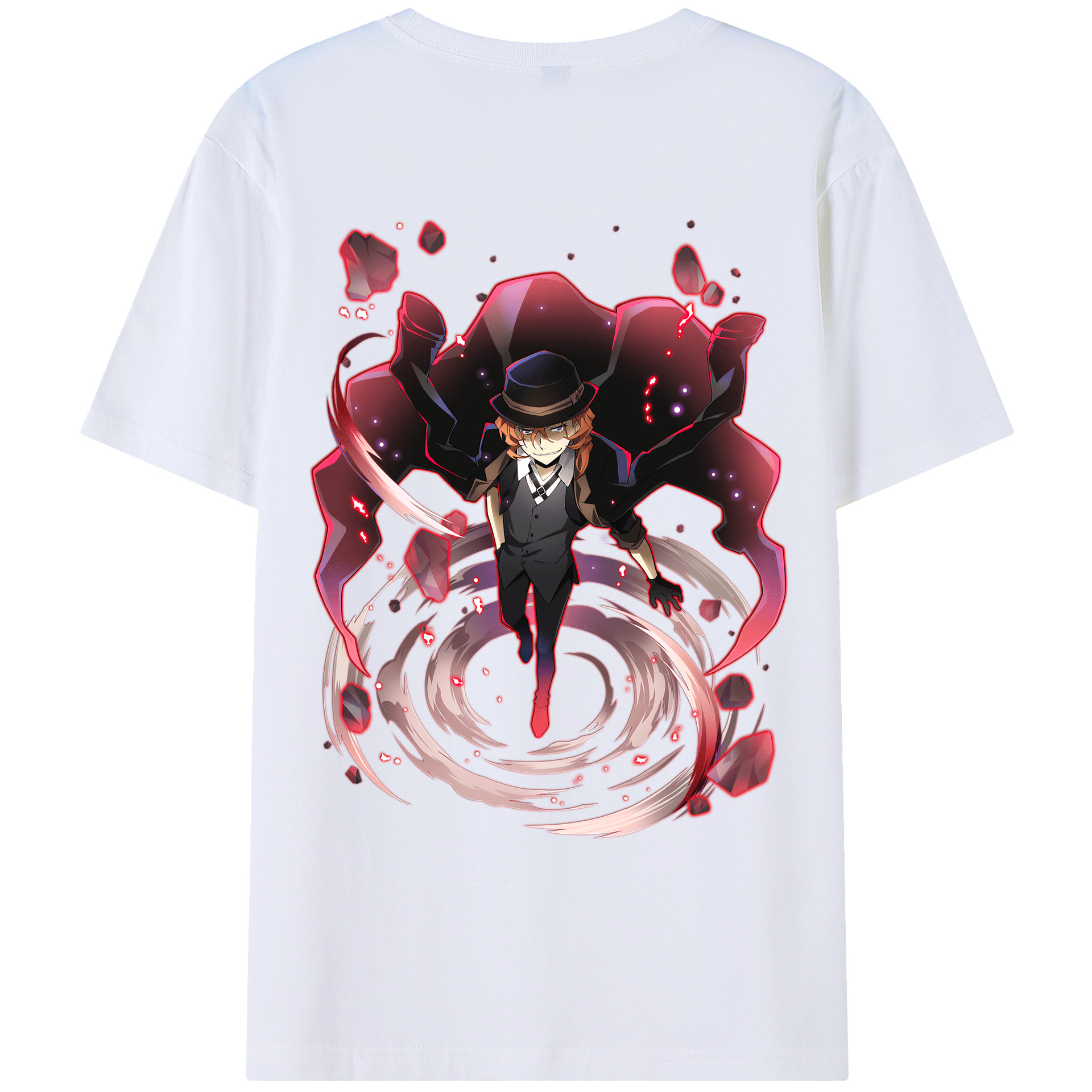 （画像用） 文豪ストレイドッグス Bungo Stray Dogs 綿100％ メンズ半袖Tシャツ（バックプリント） 通気性