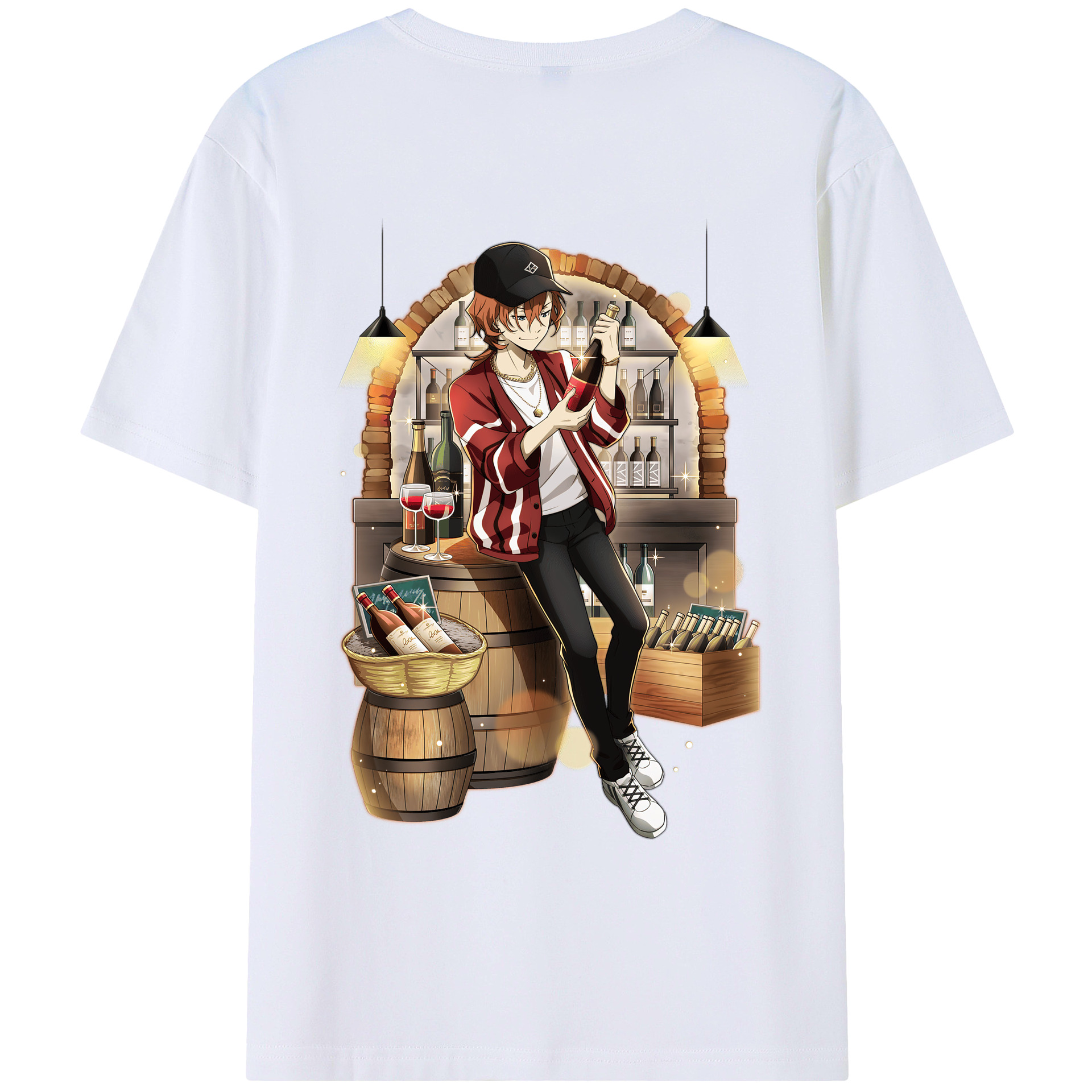 （画像用） 文豪ストレイドッグス Bungo Stray Dogs 綿100％ メンズ半袖Tシャツ（バックプリント） 通気性