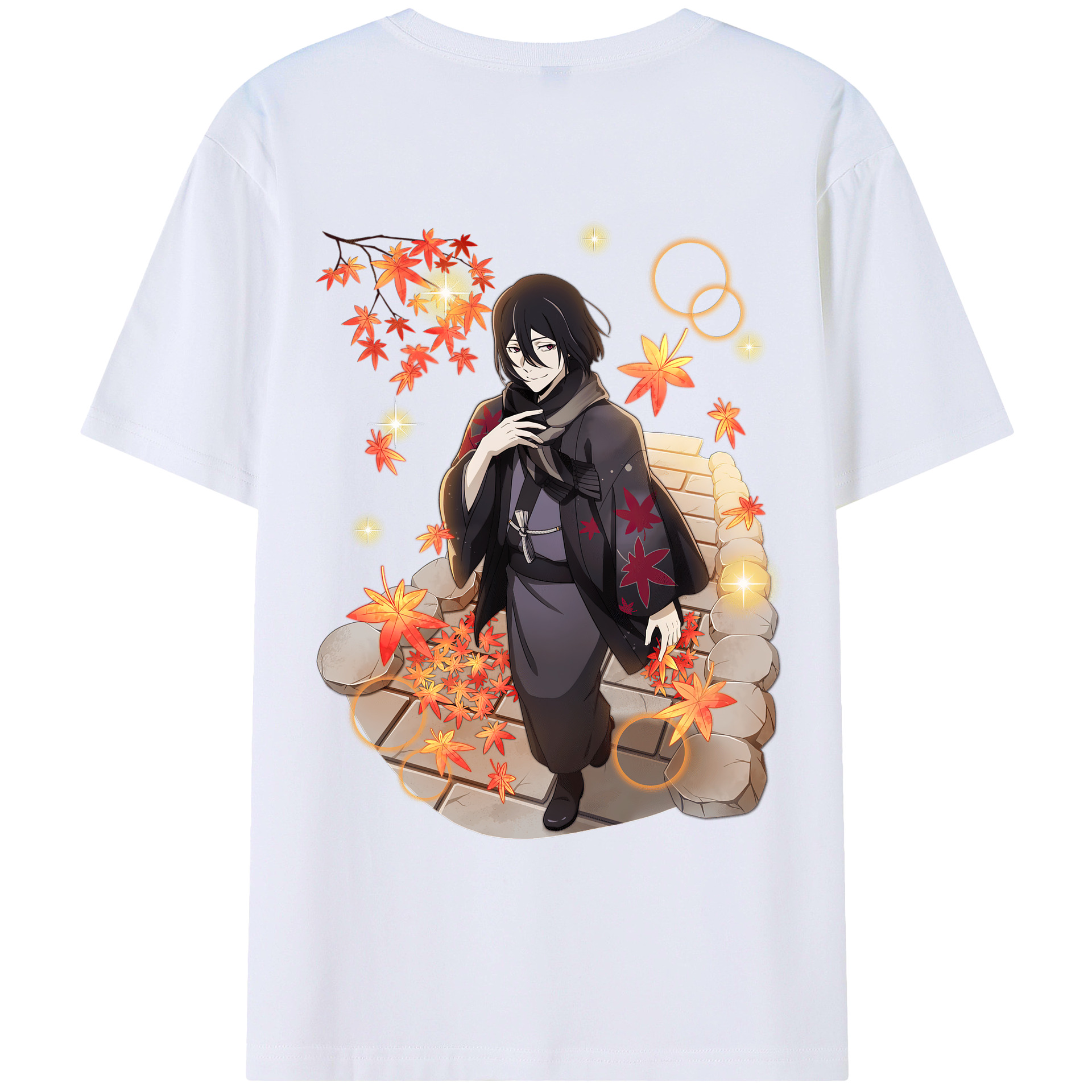 （画像用） 文豪ストレイドッグス Bungo Stray Dogs 綿100％ メンズ半袖Tシャツ（バックプリント） 通気性