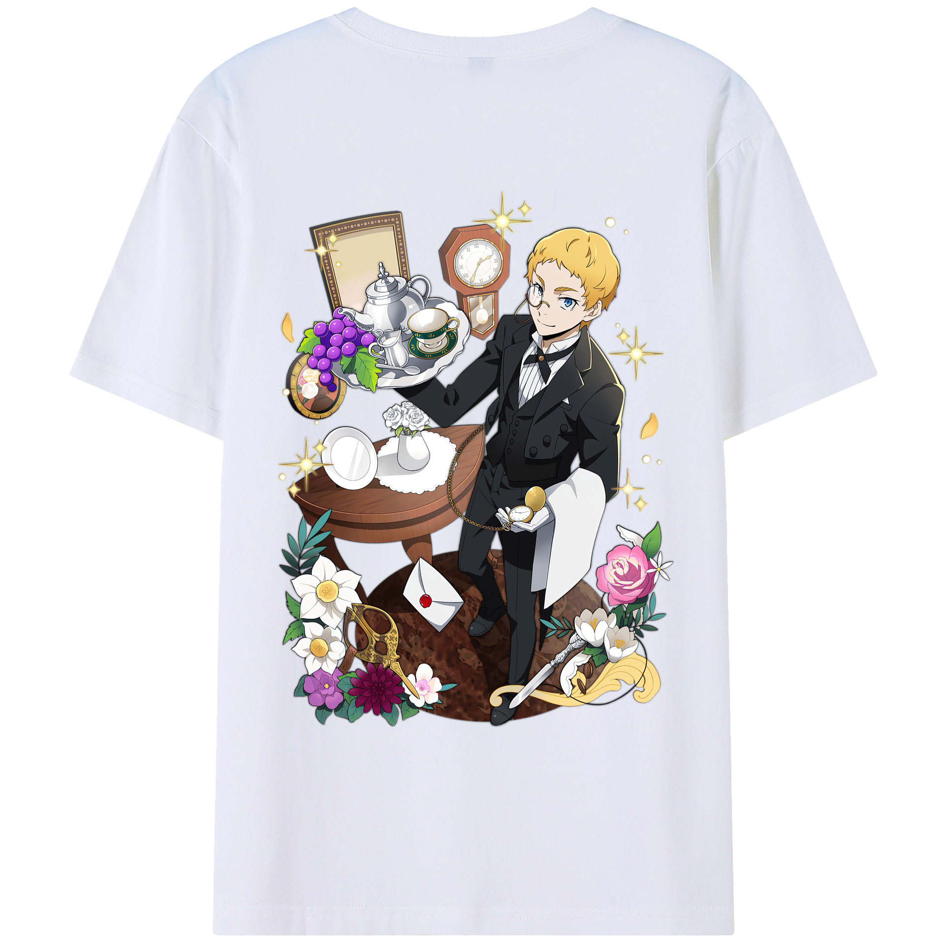 （画像用） 文豪ストレイドッグス Bungo Stray Dogs 綿100％ メンズ半袖Tシャツ（バックプリント） 通気性