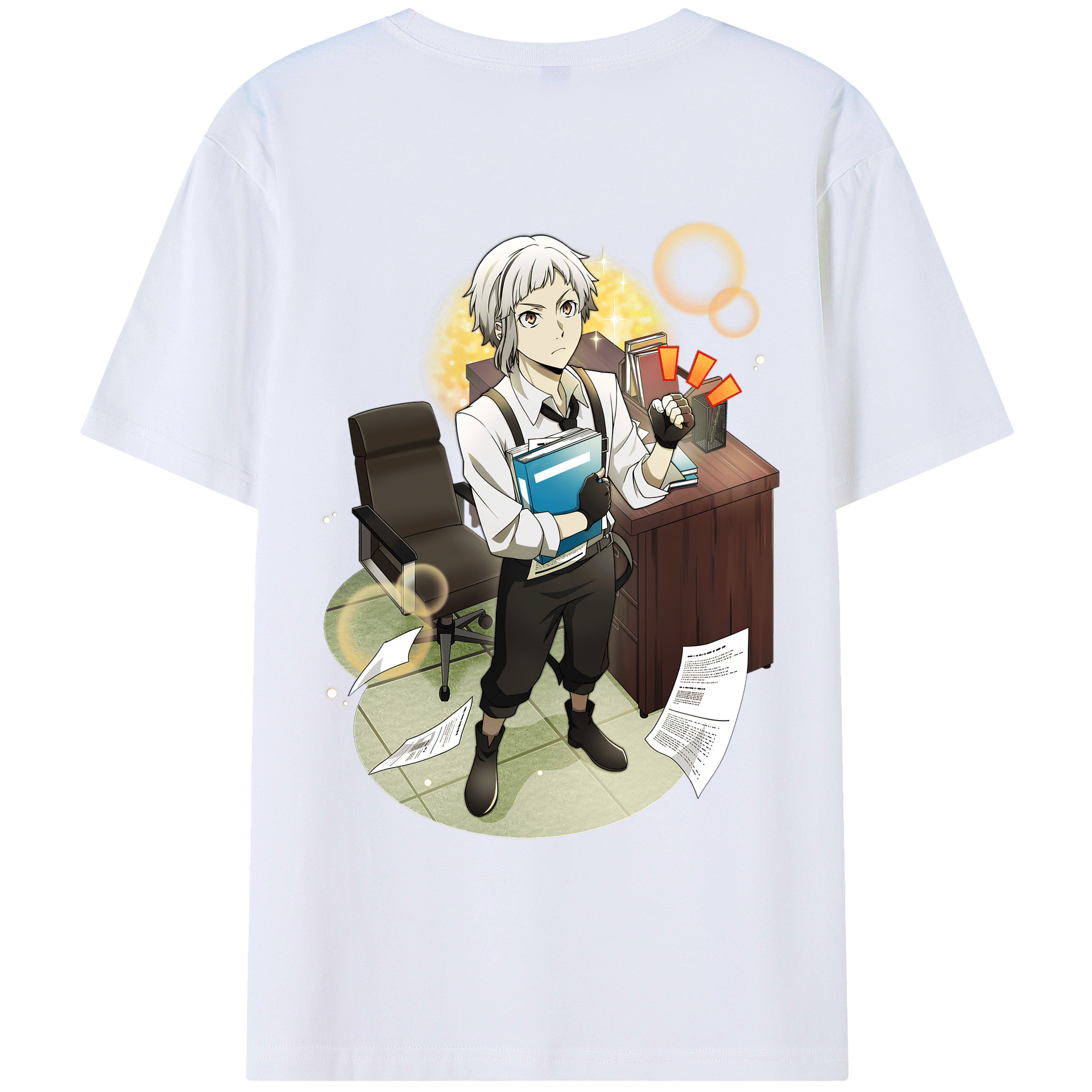 （画像用） 文豪ストレイドッグス Bungo Stray Dogs 綿100％ メンズ半袖Tシャツ（バックプリント） 通気性
