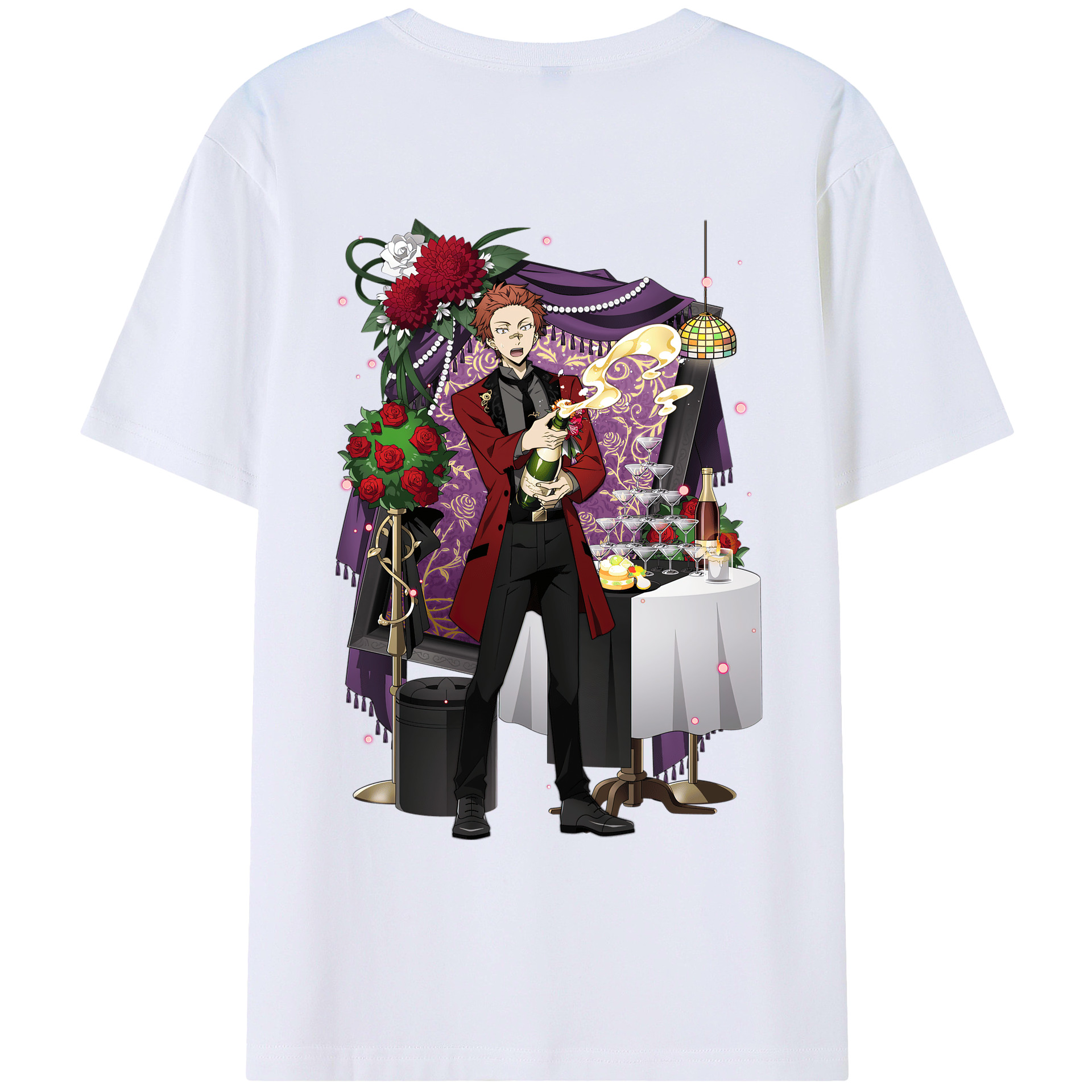 （画像用） 文豪ストレイドッグス Bungo Stray Dogs 綿100％ メンズ半袖Tシャツ（バックプリント） 通気性