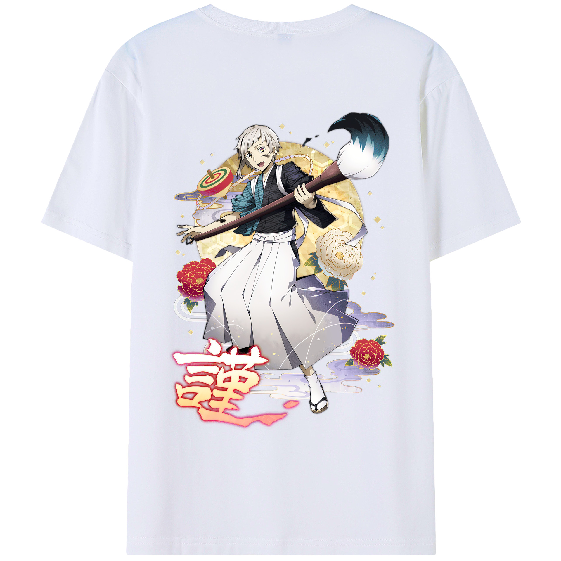 （画像用） 文豪ストレイドッグス Bungo Stray Dogs 綿100％ メンズ半袖Tシャツ（バックプリント） 通気性