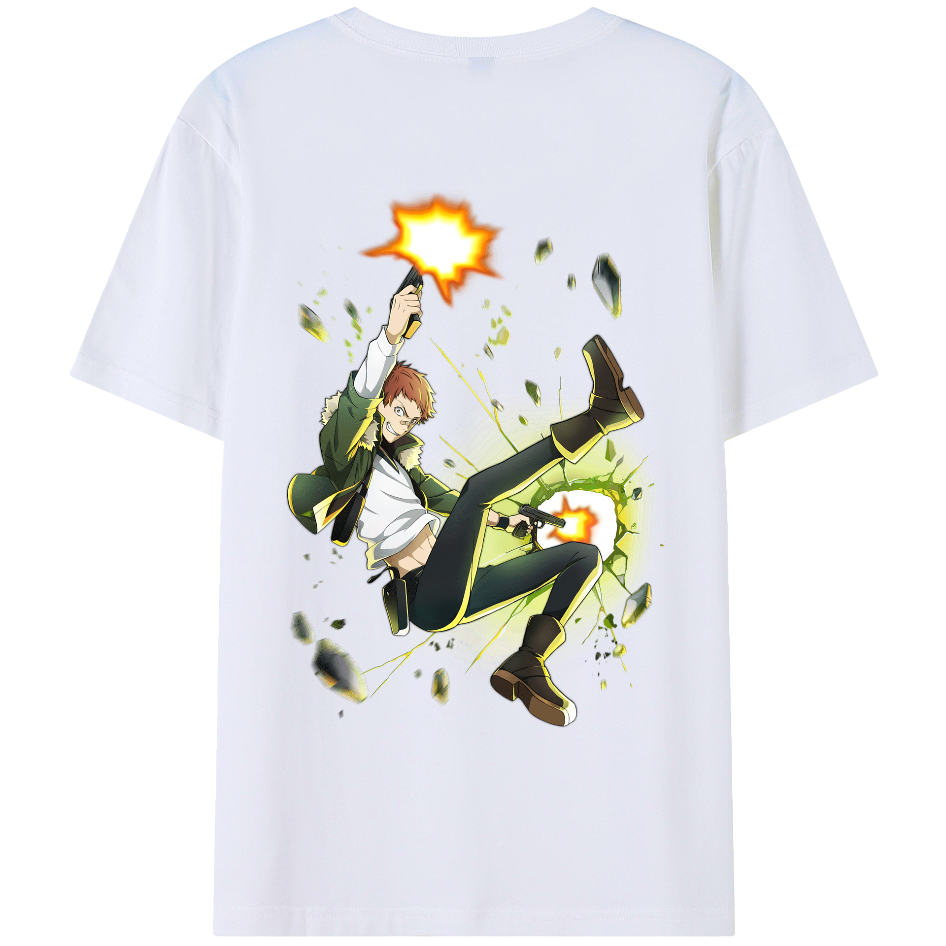 （画像用） 文豪ストレイドッグス Bungo Stray Dogs 綿100％ メンズ半袖Tシャツ（バックプリント） 通気性