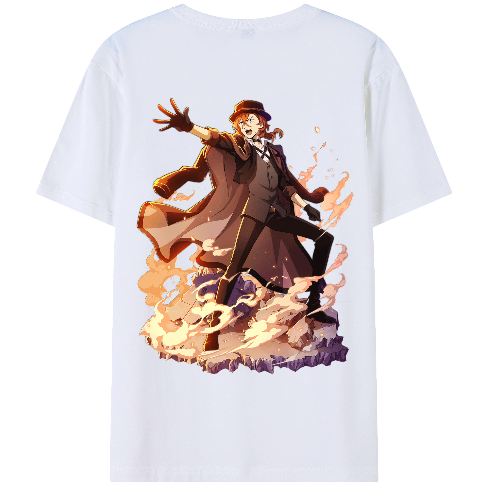 （画像用） 文豪ストレイドッグス Bungo Stray Dogs 綿100％ メンズ半袖Tシャツ（バックプリント） 通気性