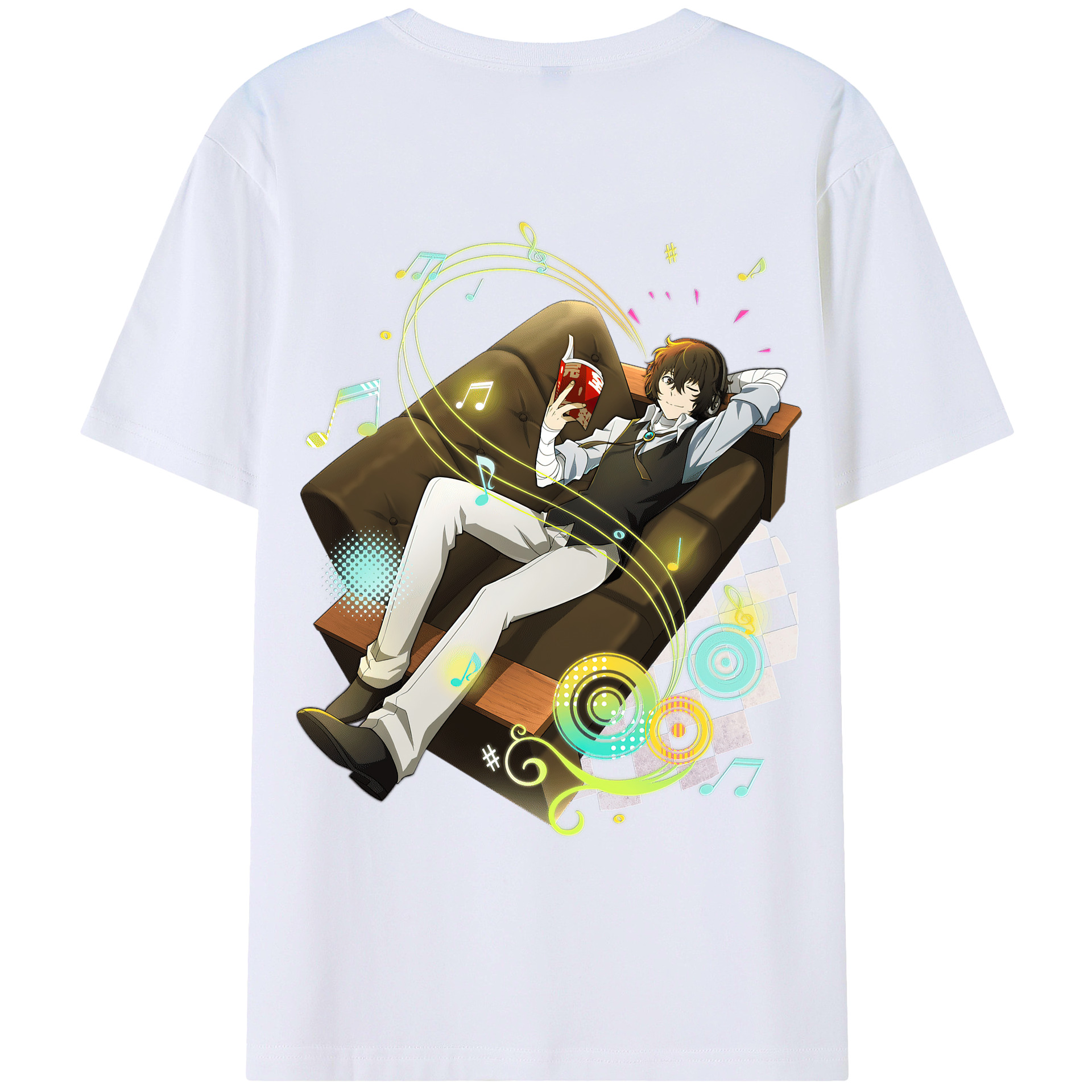 （画像用） 文豪ストレイドッグス Bungo Stray Dogs 綿100％ メンズ半袖Tシャツ（バックプリント） 通気性