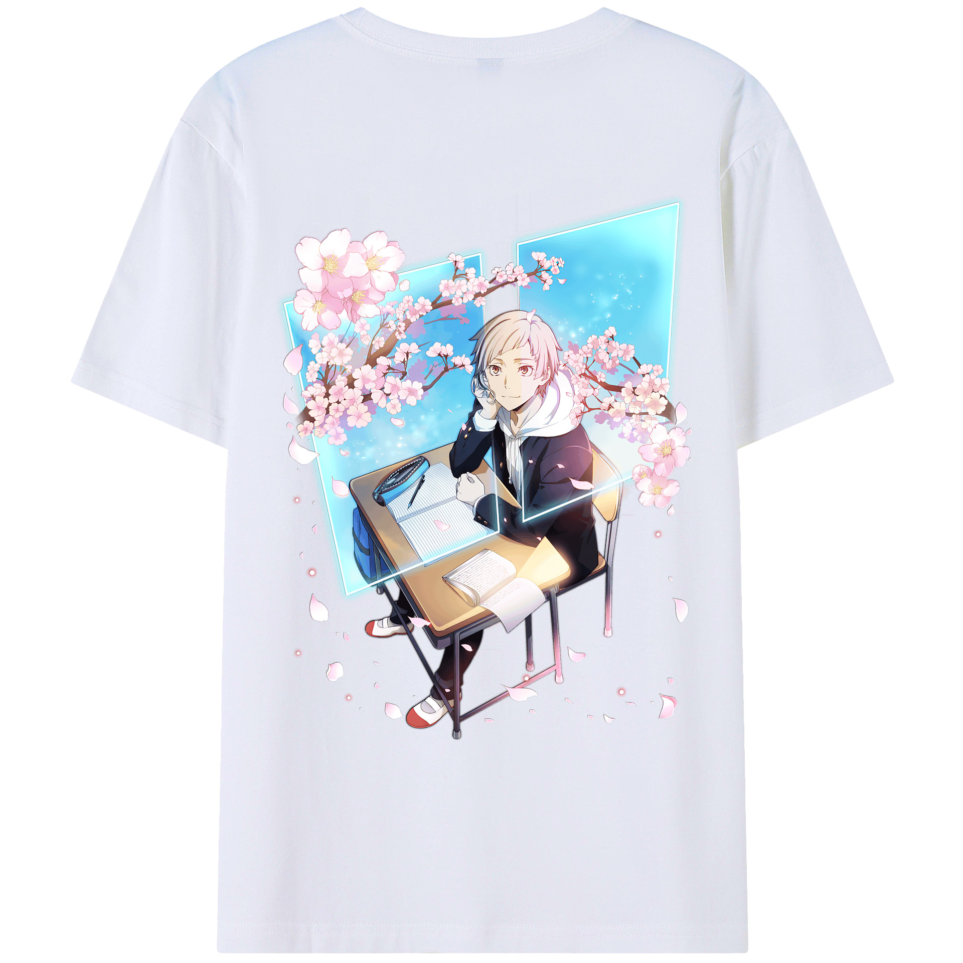 （画像用） 文豪ストレイドッグス Bungo Stray Dogs 綿100％ メンズ半袖Tシャツ（バックプリント） 通気性