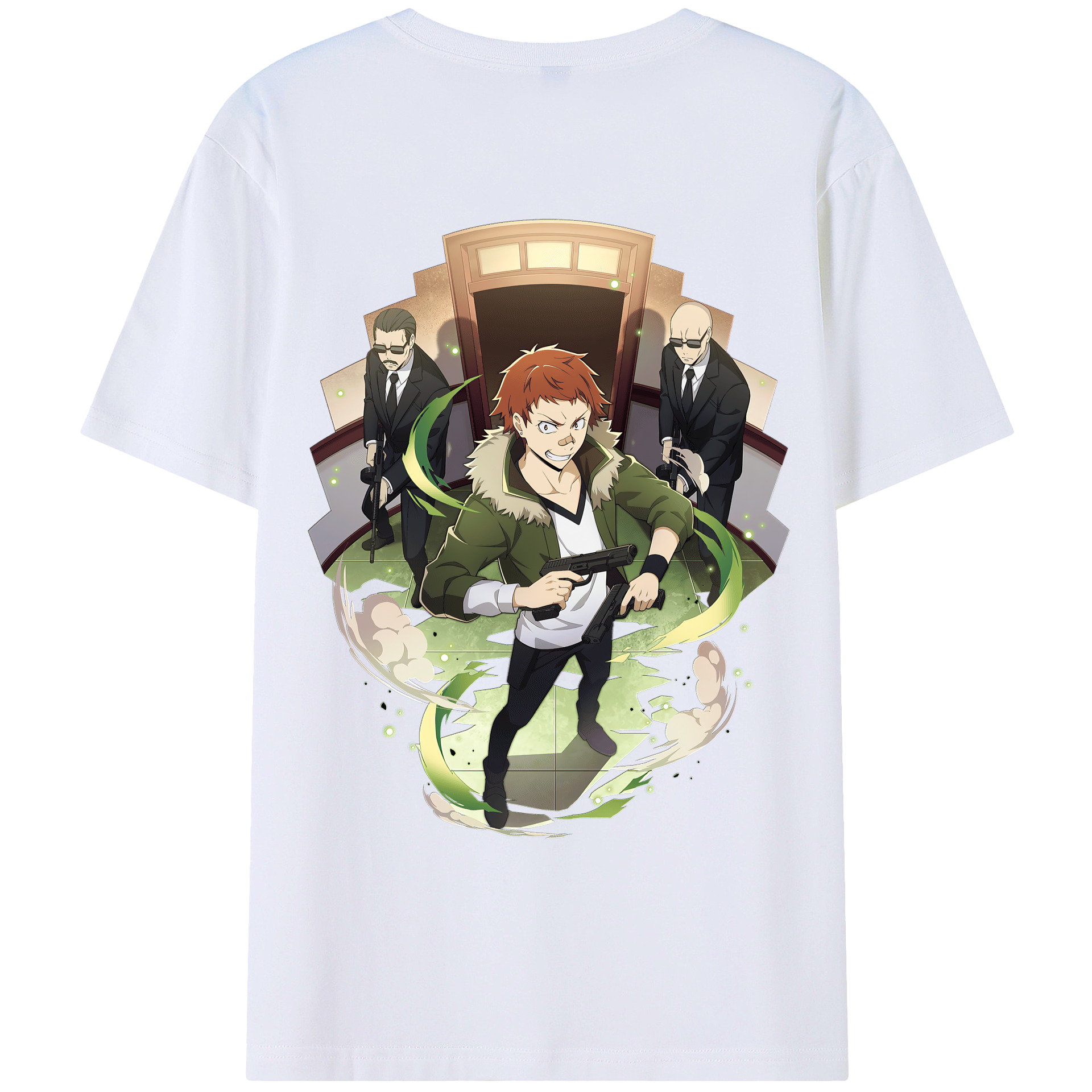 （画像用） 文豪ストレイドッグス Bungo Stray Dogs 綿100％ メンズ半袖Tシャツ（バックプリント） 通気性