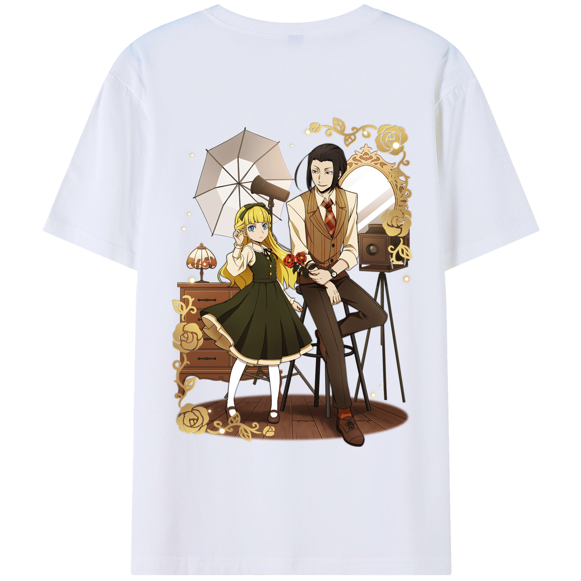 （画像用） 文豪ストレイドッグス Bungo Stray Dogs 綿100％ メンズ半袖Tシャツ（バックプリント） 通気性