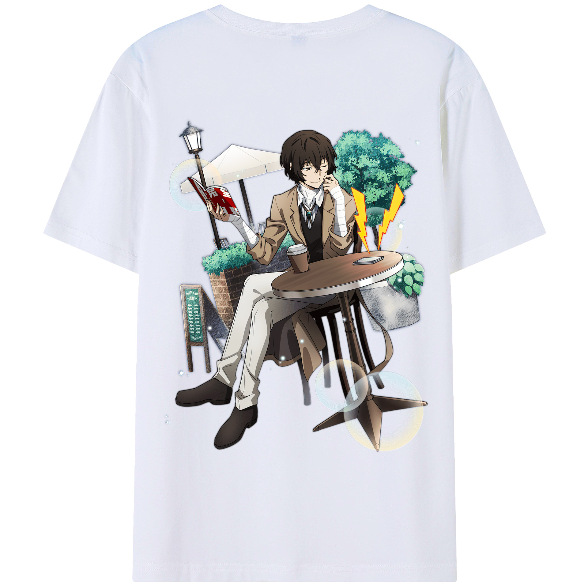 （画像用） 文豪ストレイドッグス Bungo Stray Dogs 綿100％ メンズ半袖Tシャツ（バックプリント） 通気性