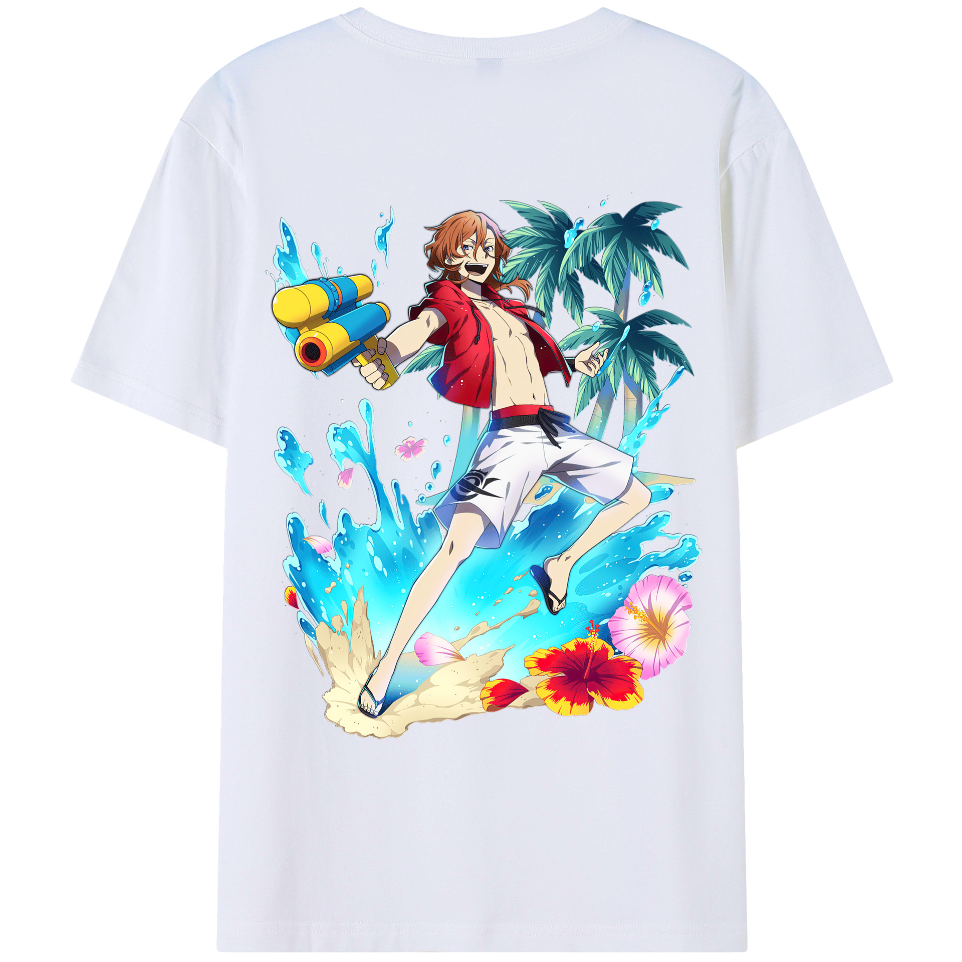 （画像用） 文豪ストレイドッグス Bungo Stray Dogs 綿100％ メンズ半袖Tシャツ（バックプリント） 通気性